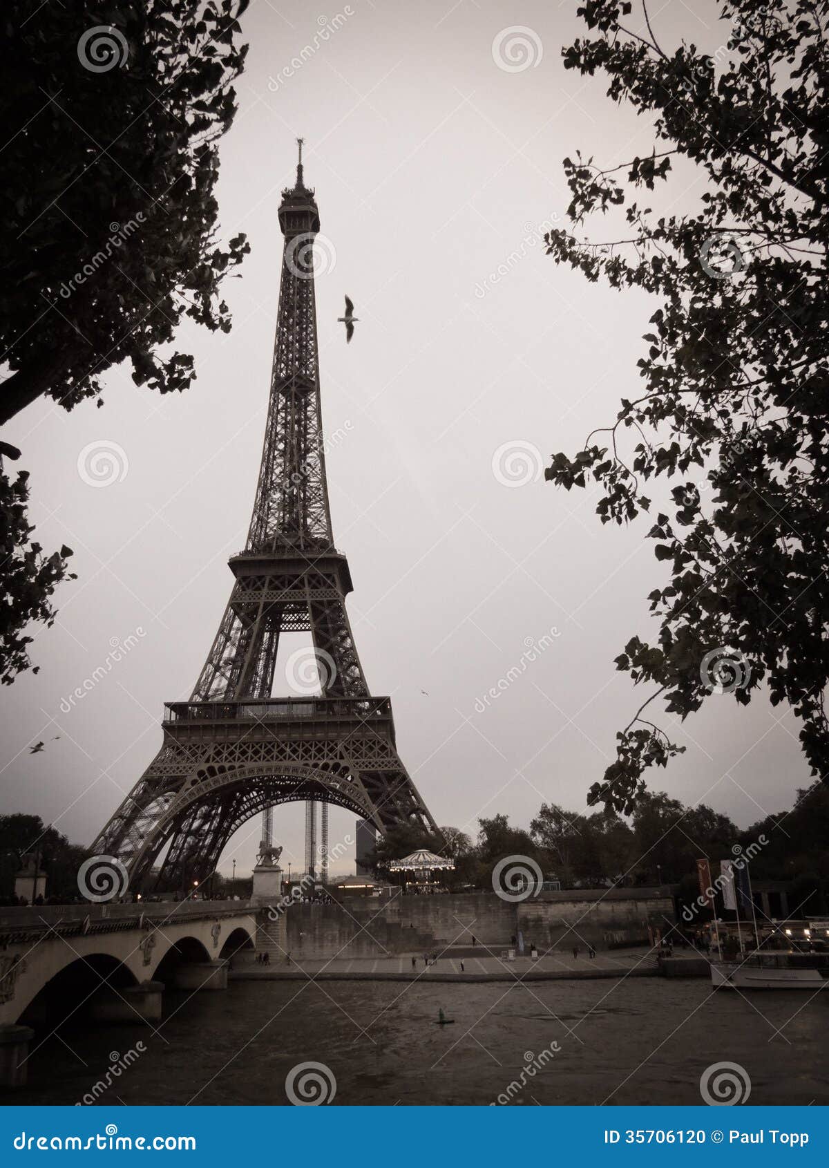 Torre Eiffel In Bianco E Nero Nella Citta Di Parigi Fotografia Stock Immagine Di Architettura Immagine