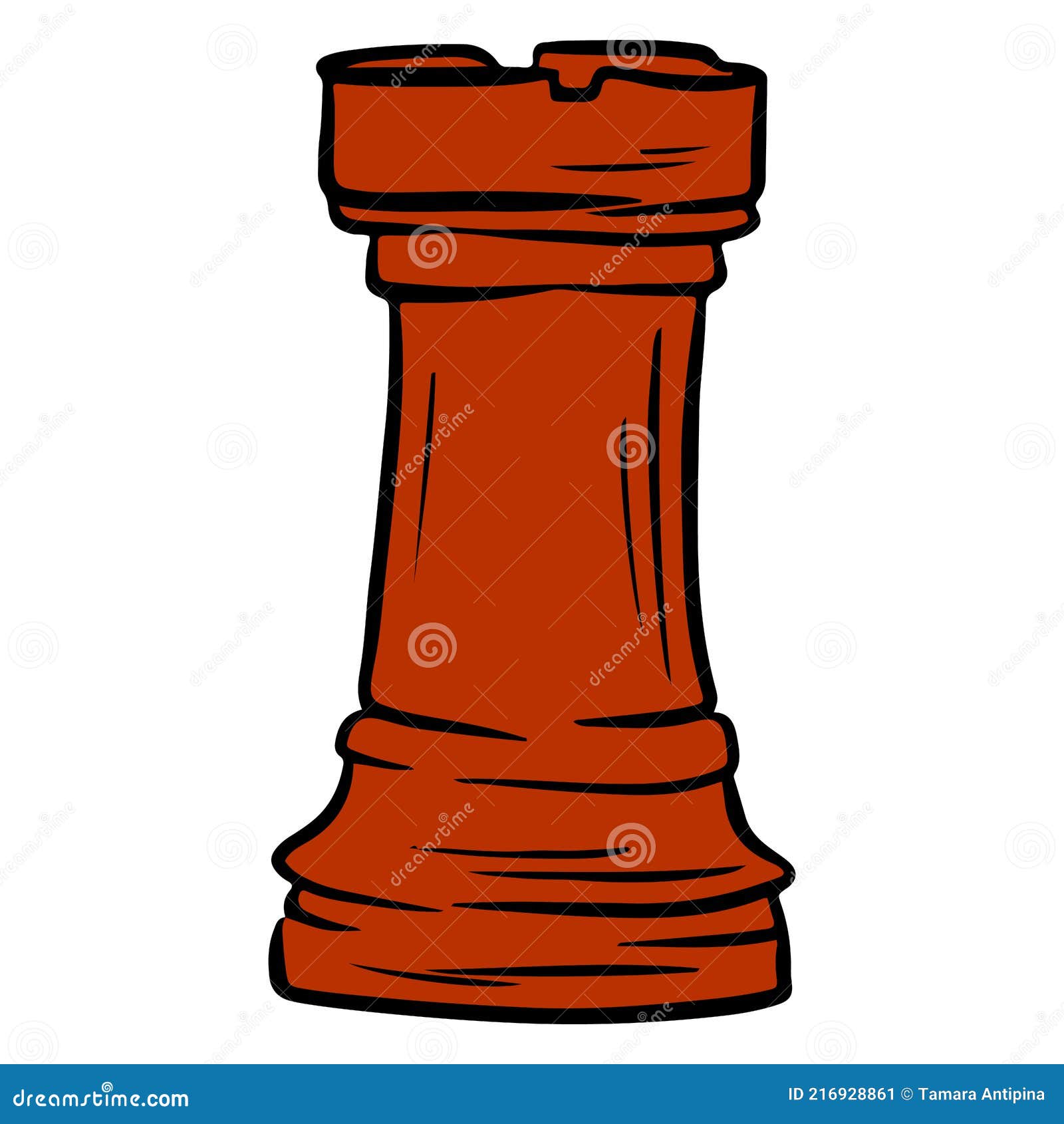 Vector único desenho ilustração figura de xadrez torre preta