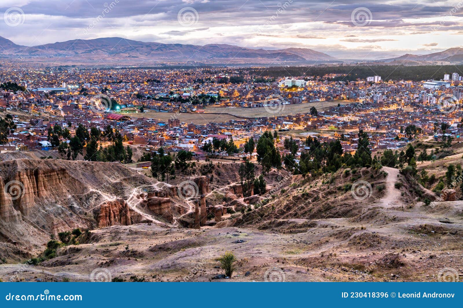 torre torre rock formations and skyline of huancayo in peru