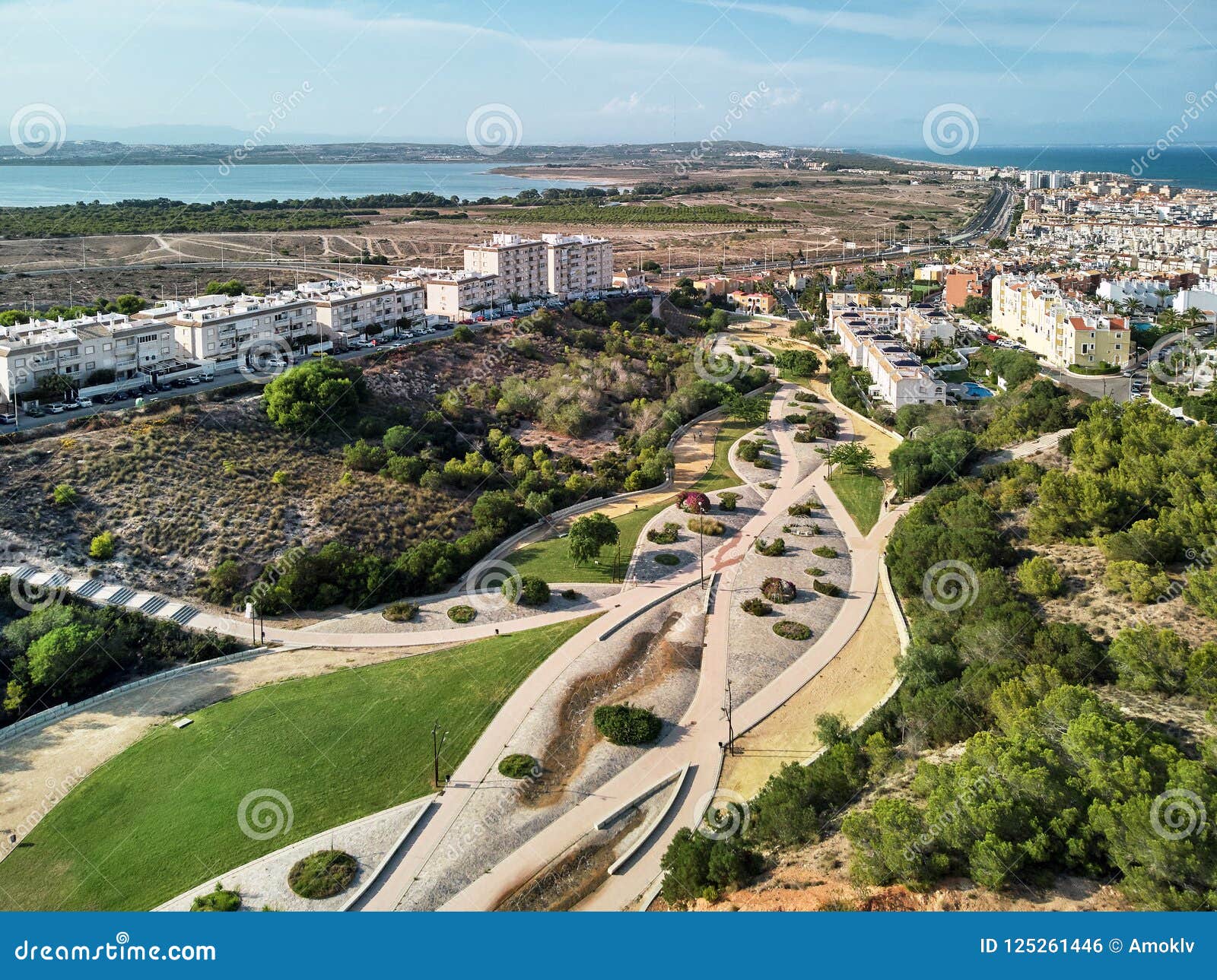 torrevieja townscape and aromatic park. spain