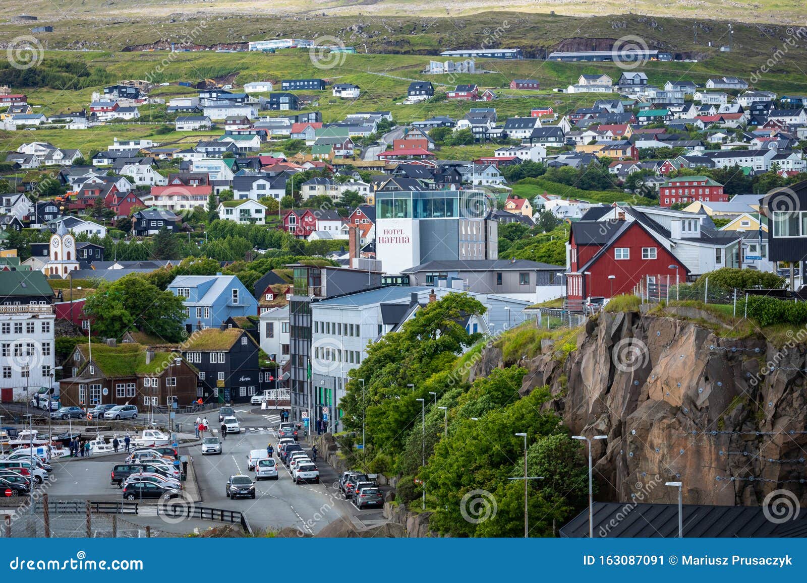 TORSHAWN, FAROE ISLANDS, DENMARK - JULY 05, 2019: Harbour In Bay ...