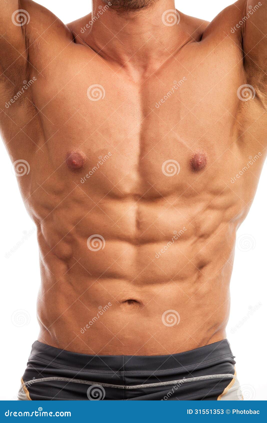 Torso Of Bodybuilder Over White Stock Image - Image of ...