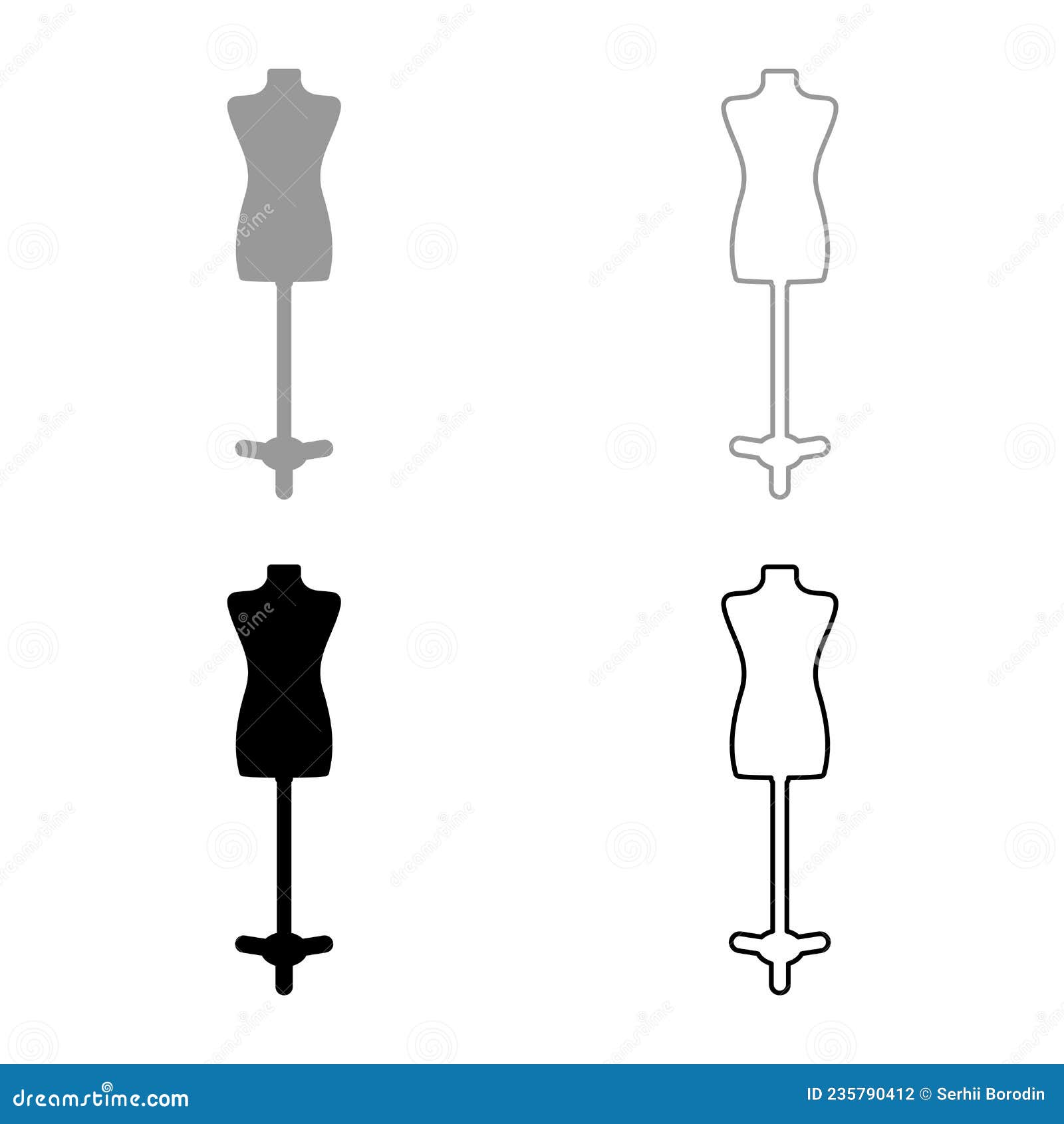 Torso Mannequin Tailors Dummy Silhouette Manikin Dressmakers Set Icon ...