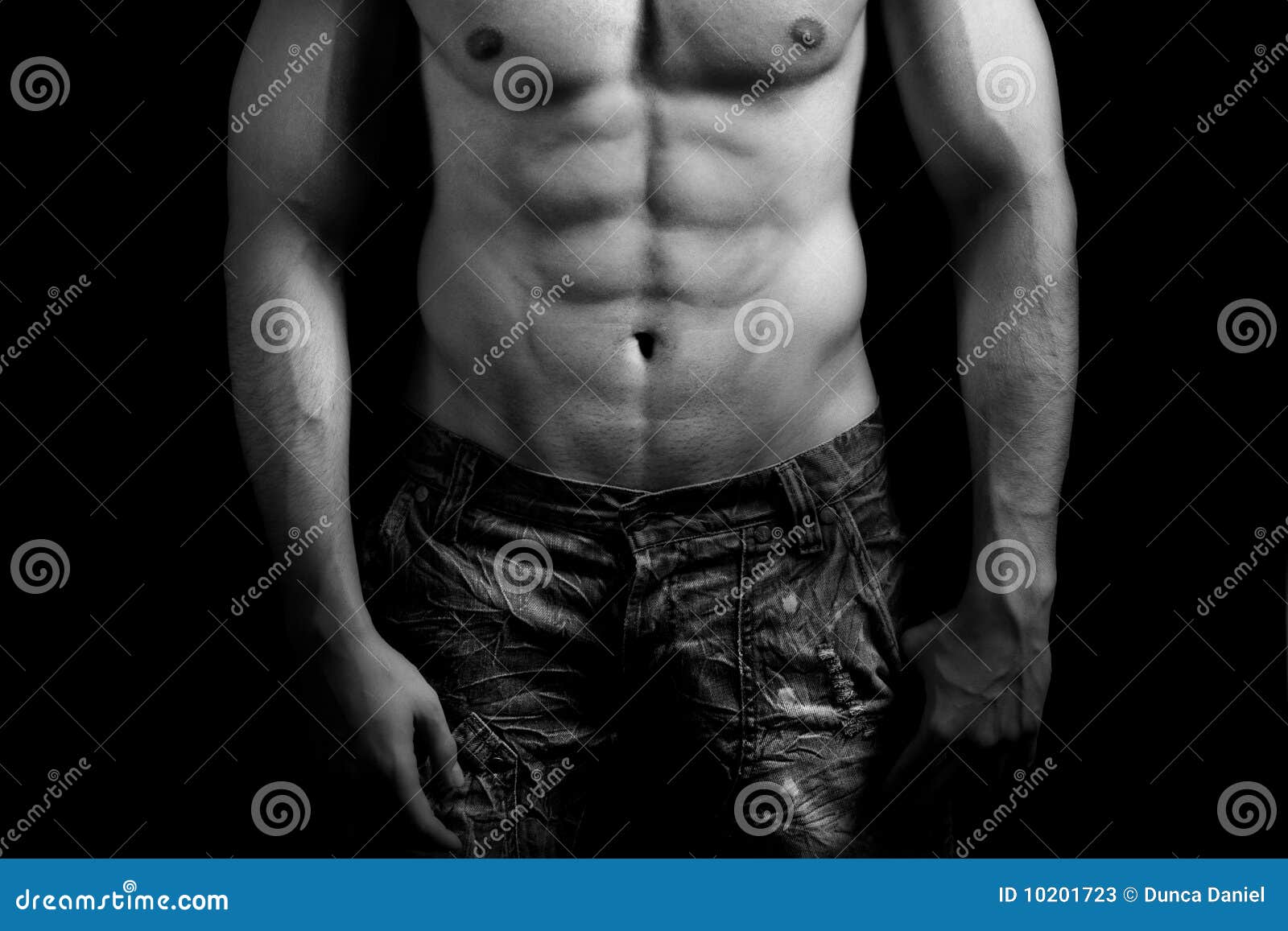 torso of muscular man with abdomen