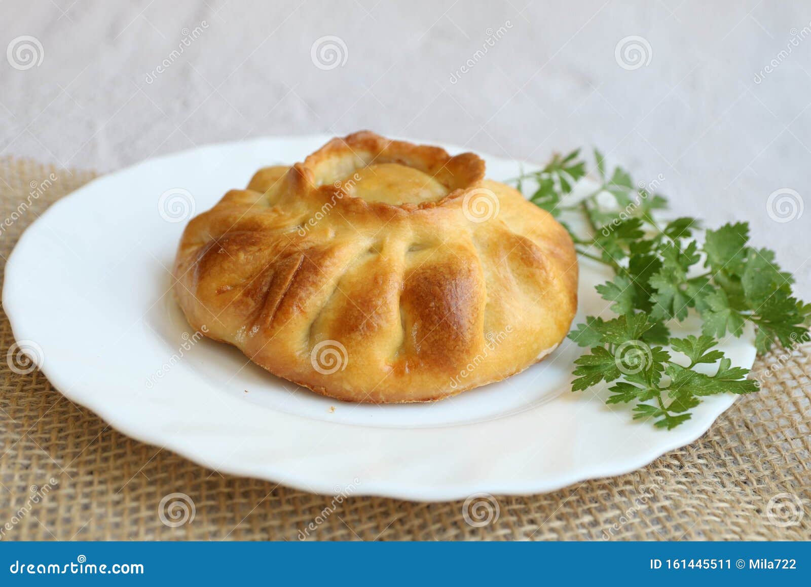 Torta De Galinha Russa Tradicional Kurnik Num Prato Colocado Num Guardanapo  De Mesa Sobre Fundo Cinzento, Vista Lateral Imagem de Stock - Imagem de  marrom, casserol: 161445511