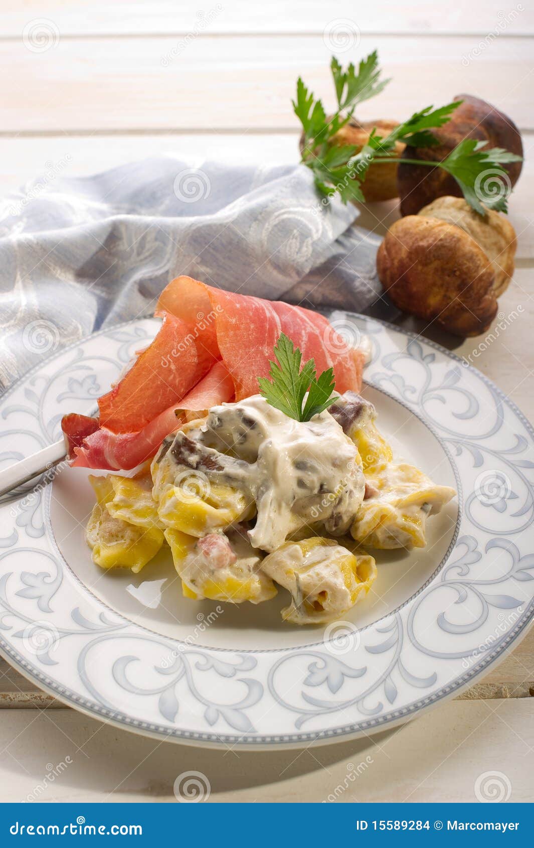 Tortellini with Cream Sauce Stock Photo Image of mushroom, gourmet