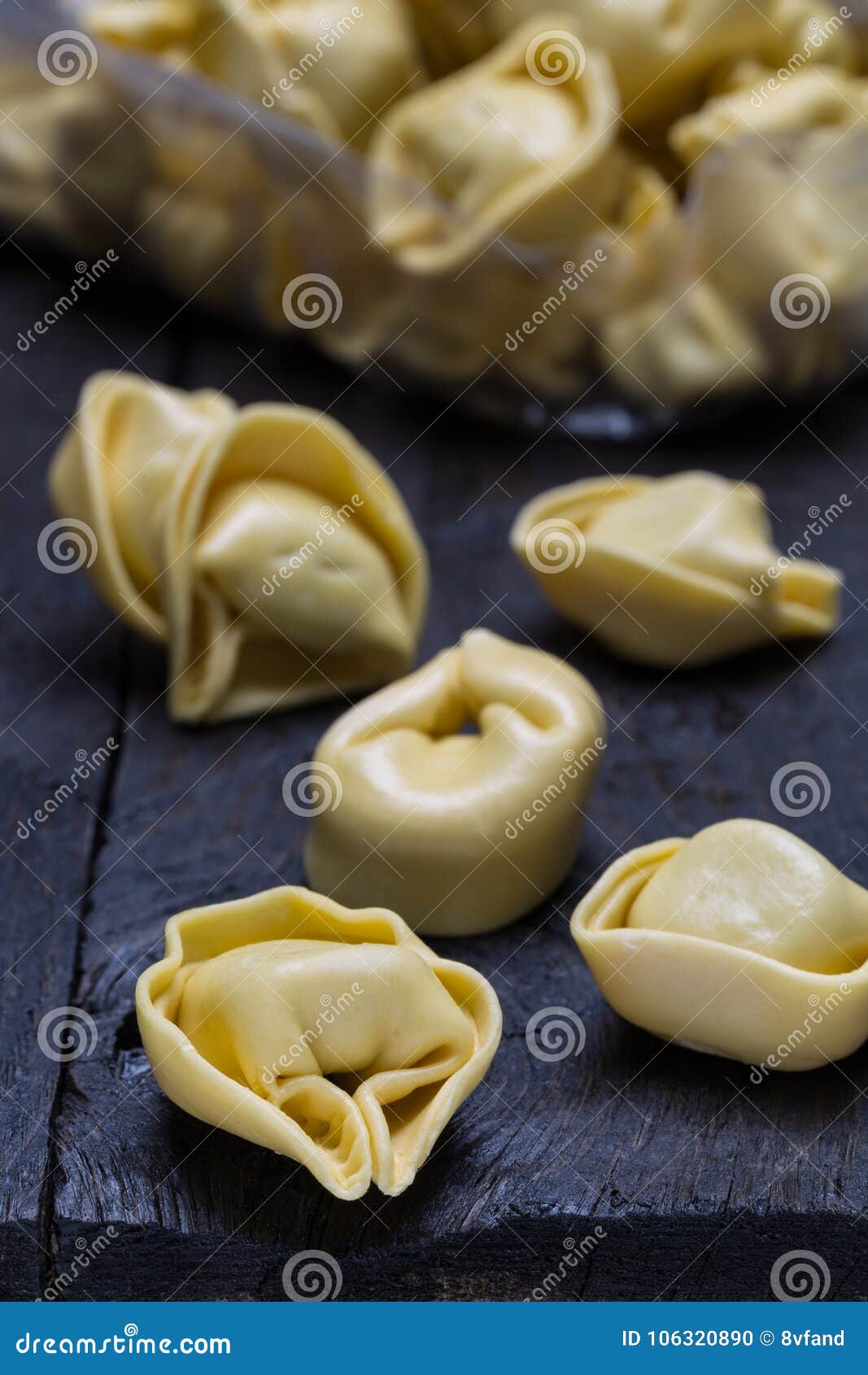 Tortellini Noodle on Dark Rustic Wood Stock Photo Image of tortellini