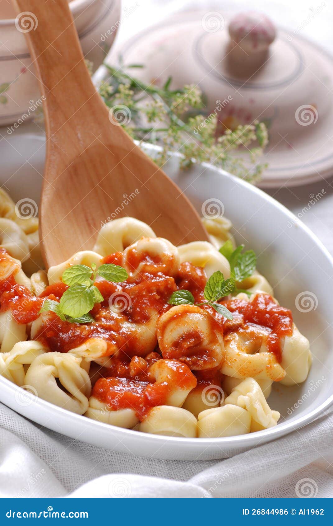 Tortellini with Tomato Sauce Stock Photo Image of white, stuffed