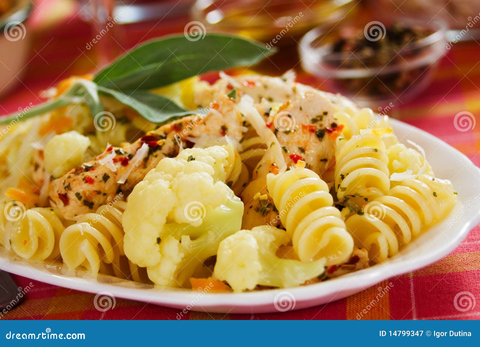 Tortiglioni Pasta with Cauliflower and Chicken Stock Image Image of