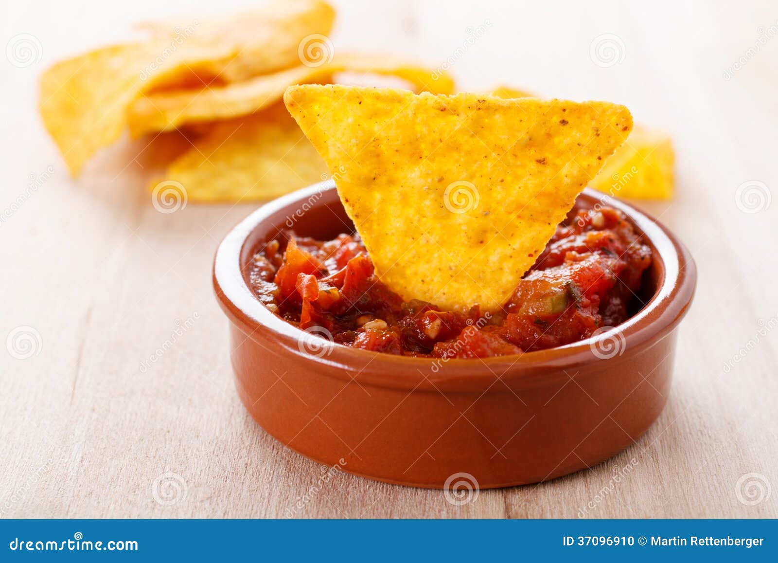Tortilla Chip with Hot Salsa Dip Stock Photo Image of crispy