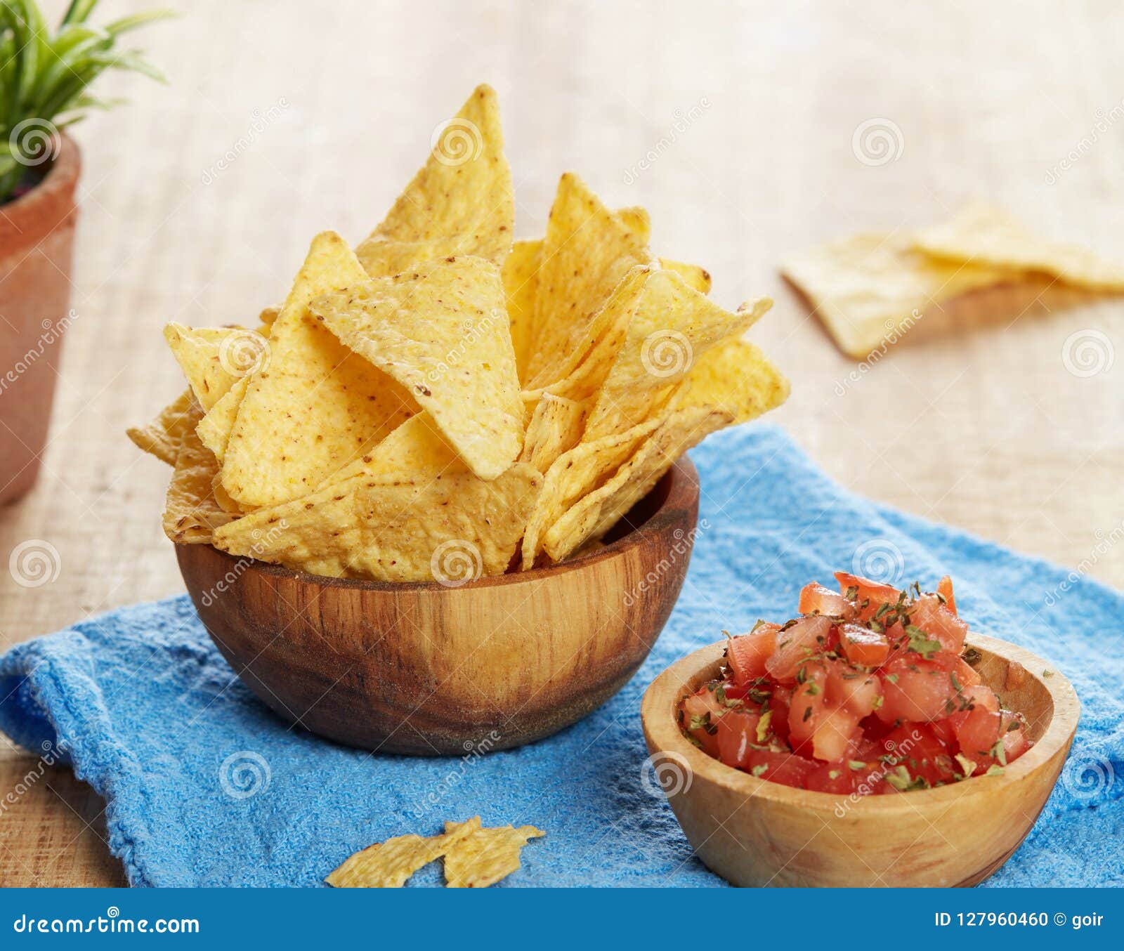 Tortilla chips in a bowl stock photo. Image of lunch 127960460