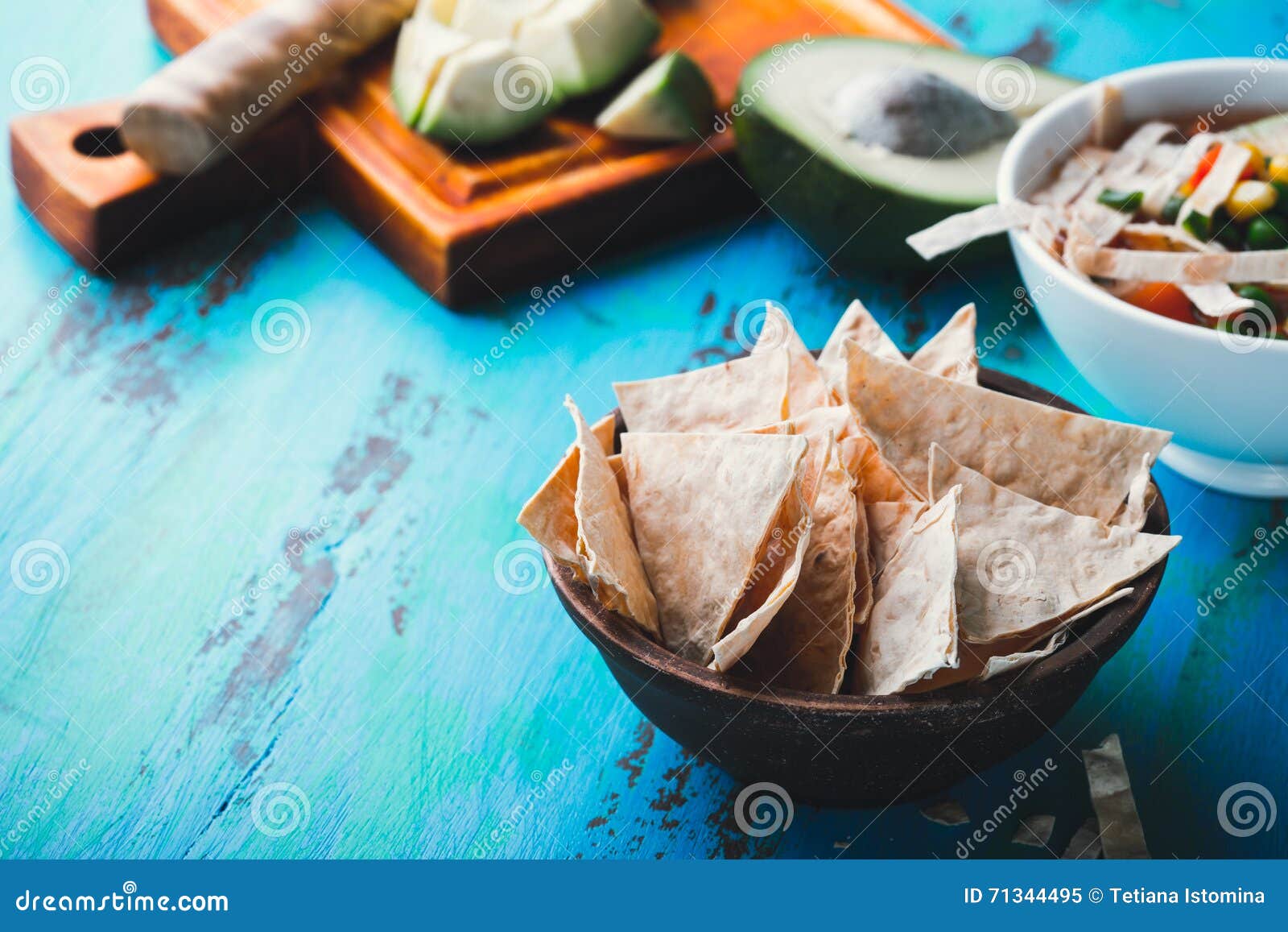 Tortilla Chips in a Ceramic Bowl Stock Image Image of closeup