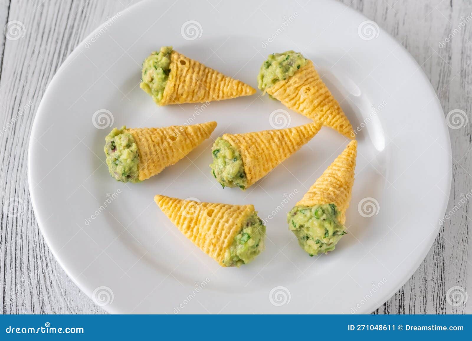 Tortilla Chips Cones with Guacamole Stock Image Image of background, ingredient 271048611