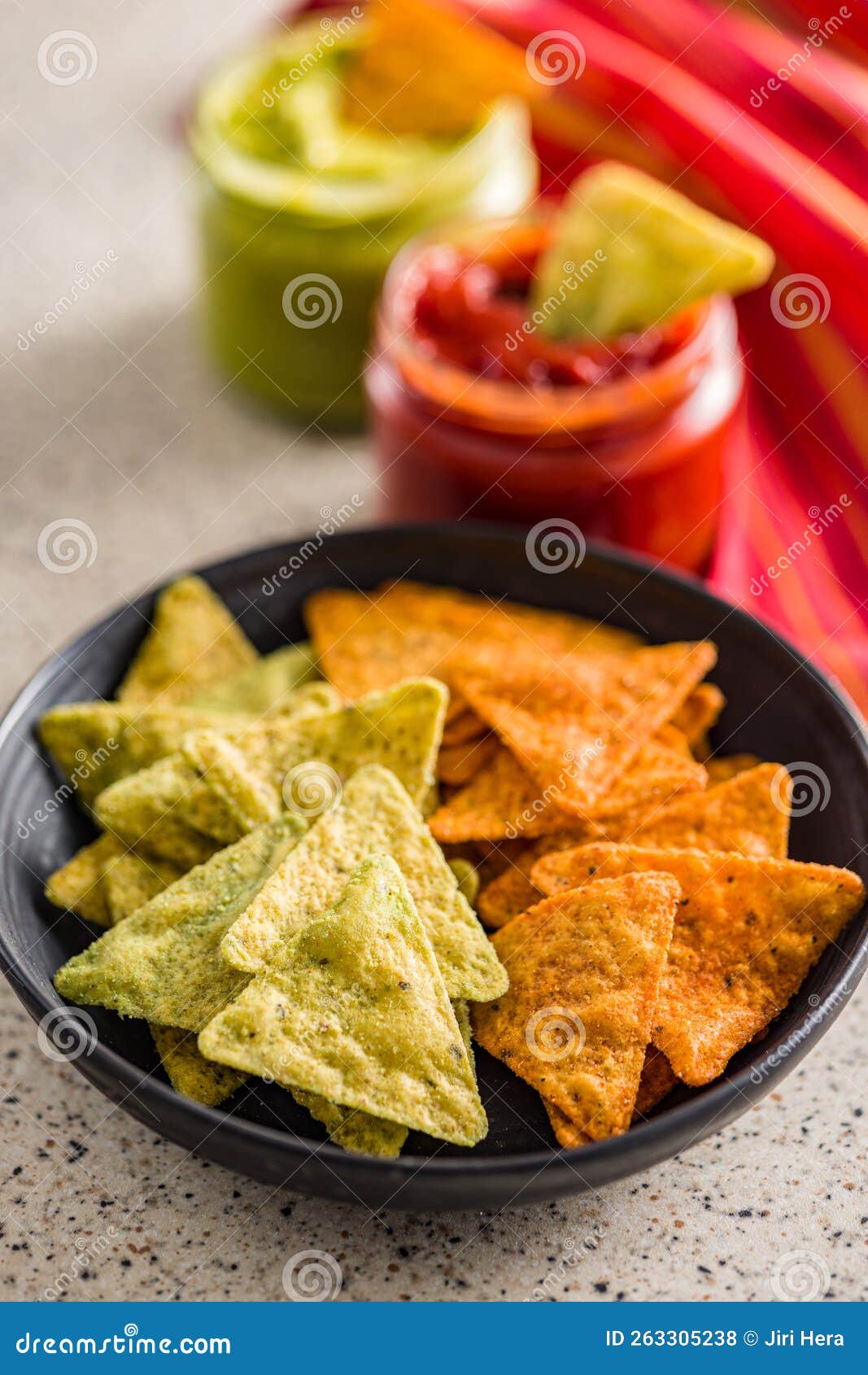 Tortilla Chips with the Flavor of Chili and Jalapeno Peppers on Plate