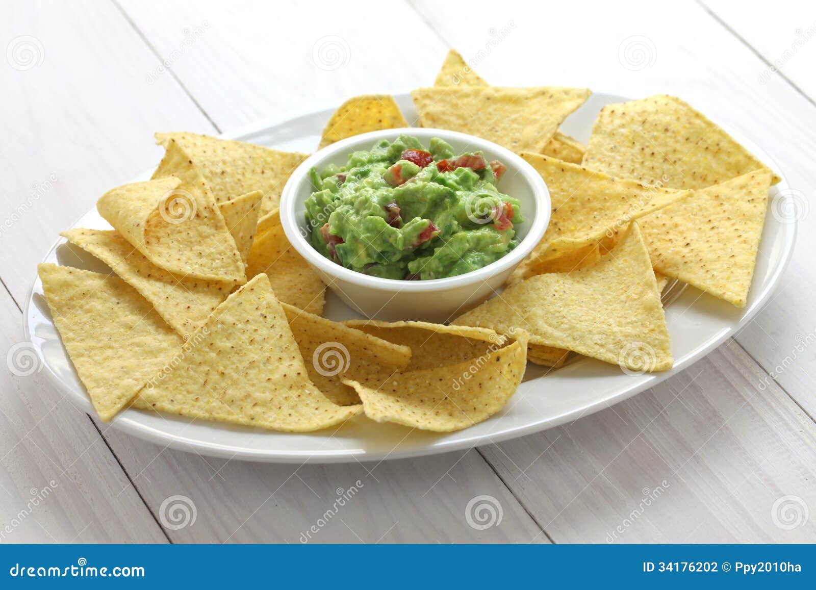 Tortilla Chips with Guacamole Dip Stock Photo Image of condiment
