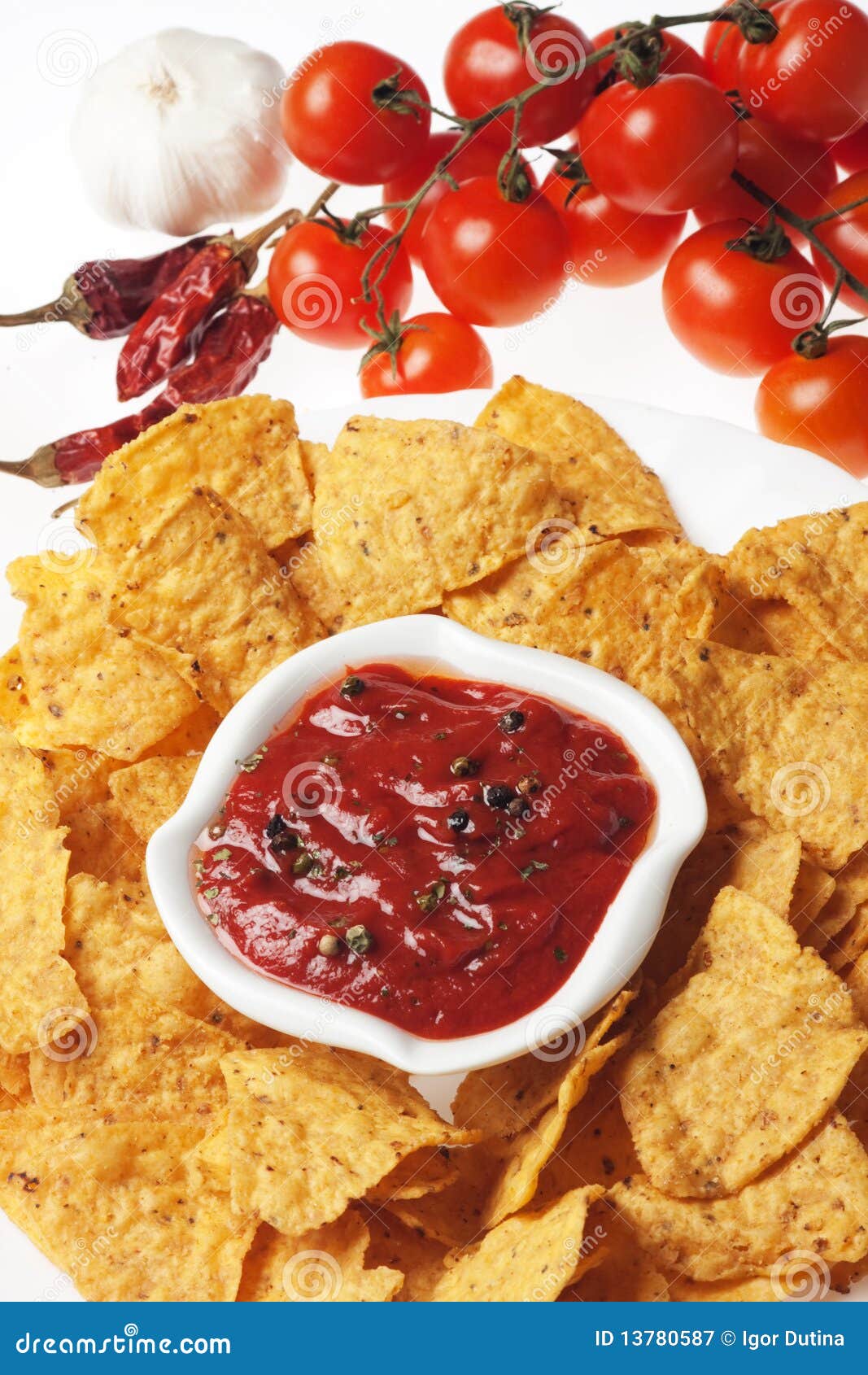 Tortilla Chips with Hot Salsa Dip Stock Image Image of tortilla, junk 13780587