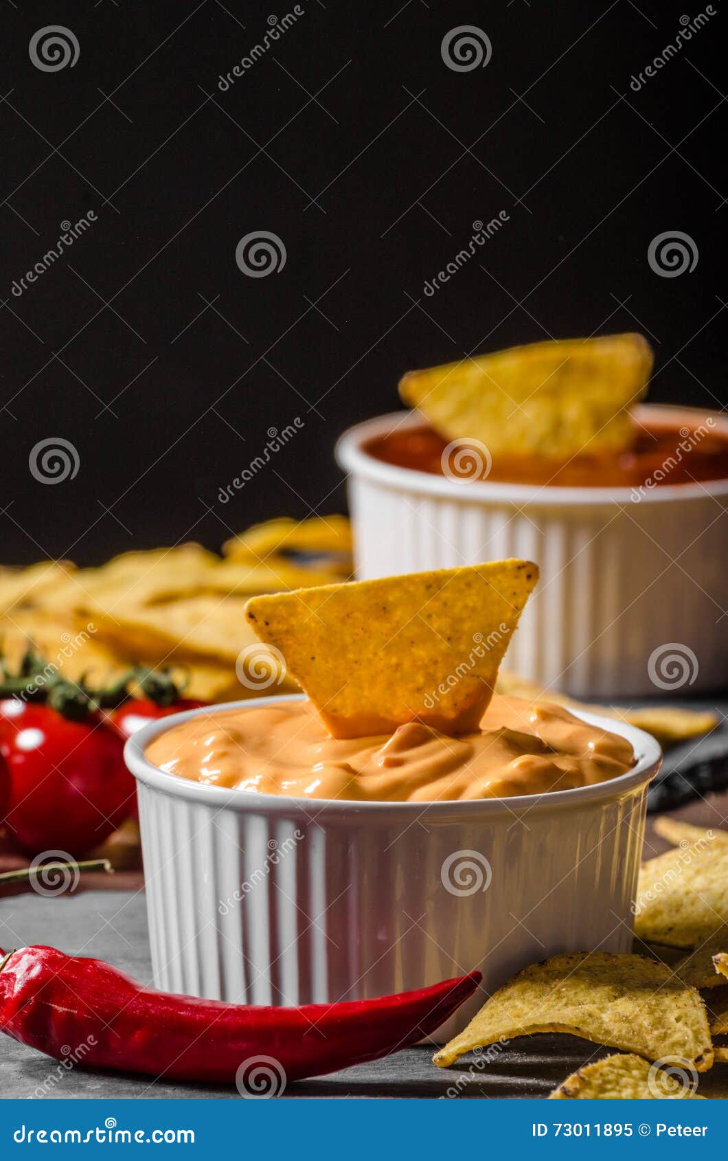 Tortilla Chips with Two Dips Stock Image Image of mexican, cuisine 73011895