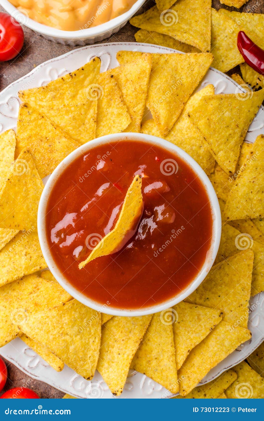 Tortilla Chips with Two Dips Stock Image Image of classic, meal 73012223