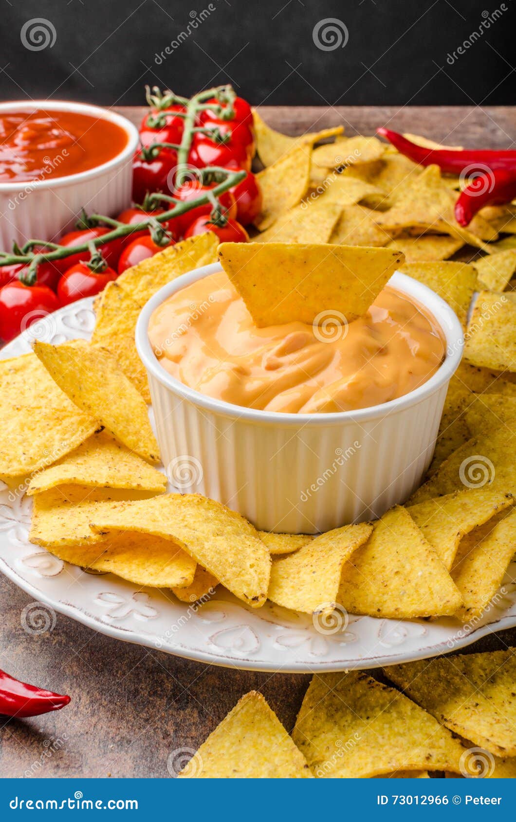 Tortilla Chips with Two Dips Stock Photo Image of cuisine, chips 73012966