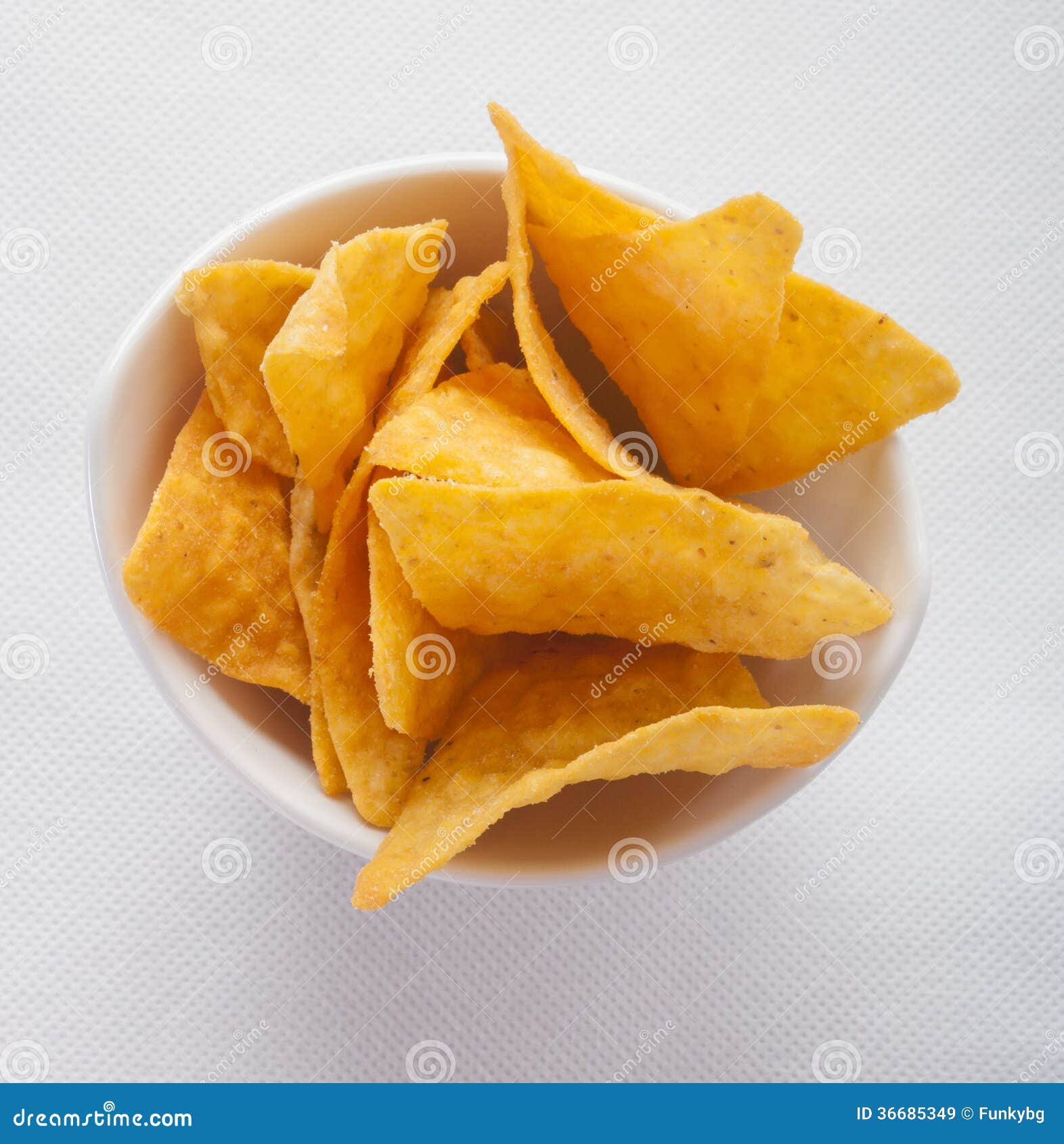 Tortilla Chips in White Bowl Stock Image Image of party, nachos 36685349