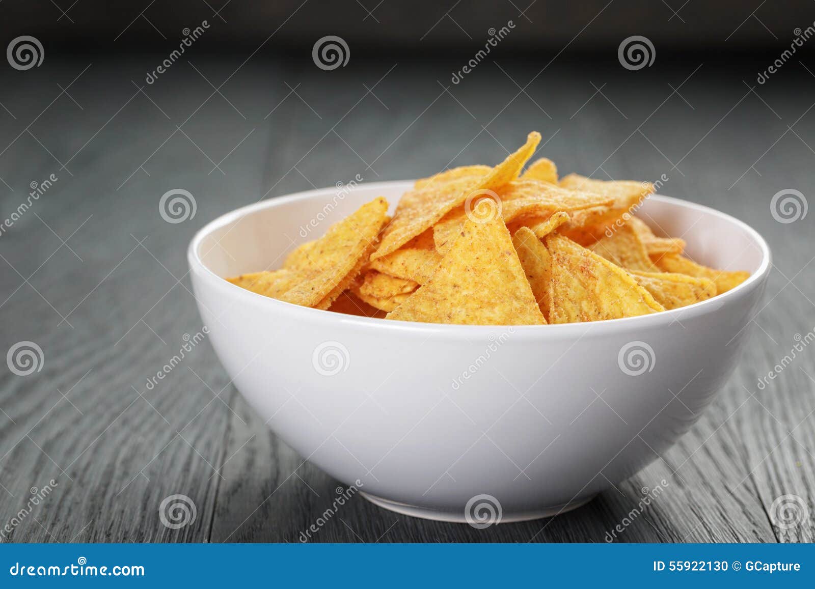 Tortilla Chips in White Bowl on Wooden Table Stock Photo Image of crunch, crunchy 55922130