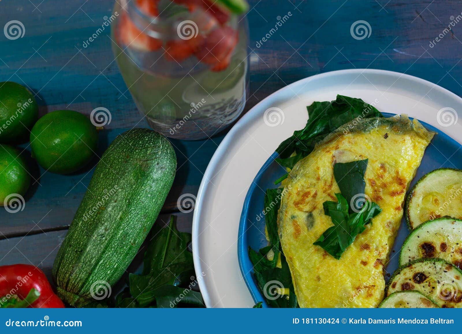 Tortilla with Egg, Spinach, Zucchini and Peppers for Ketogenic Diet