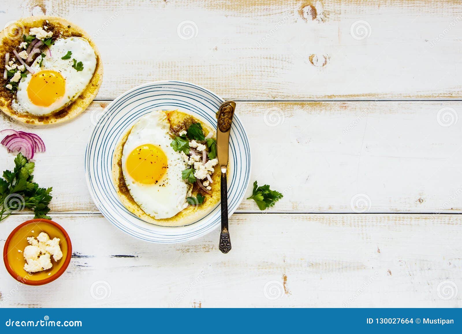 Tortilla with fried egg stock photo. Image of pesto 130027664
