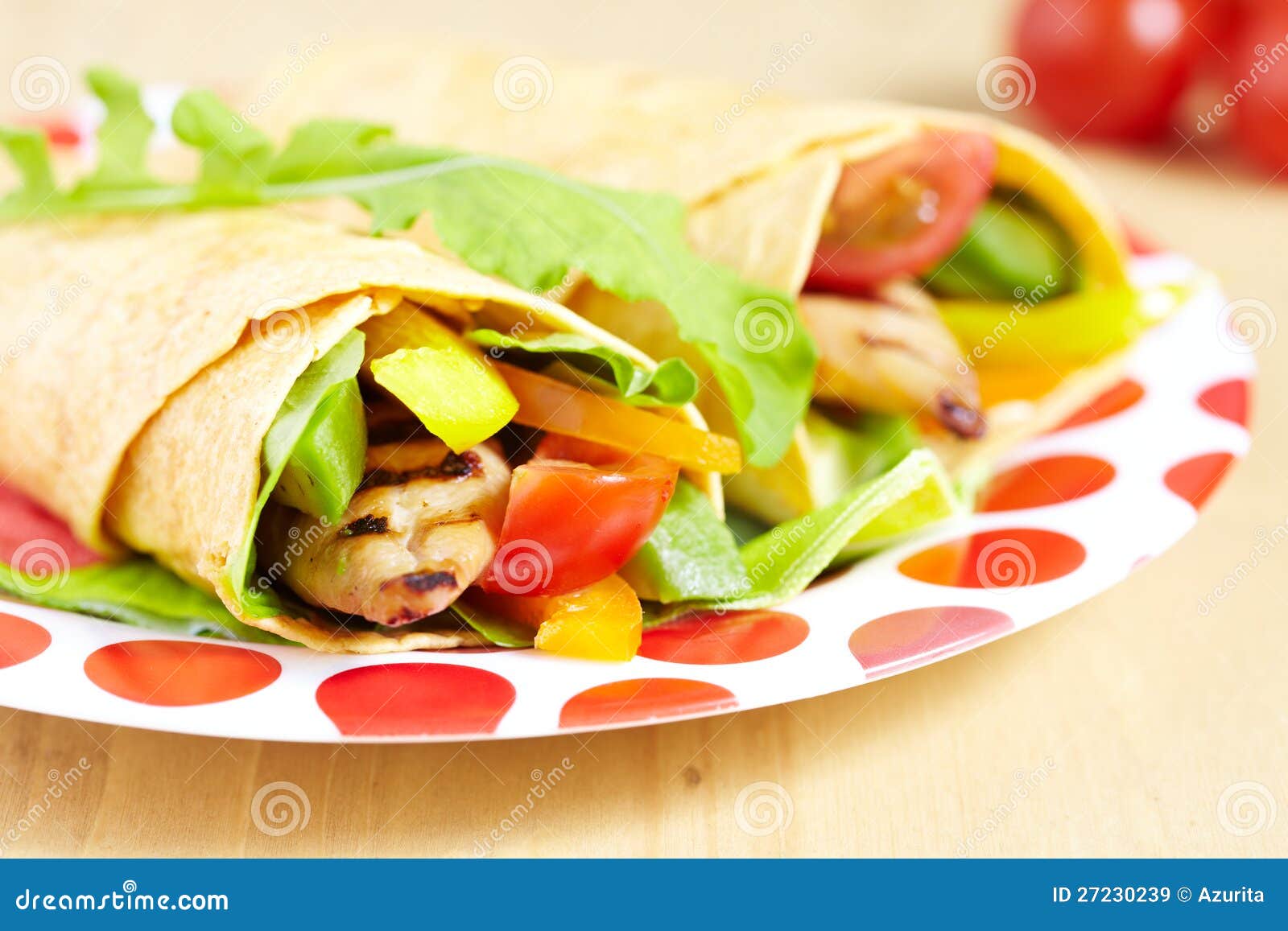 Tortilla with Grilled Chicken Stock Image Image of macro, grilled