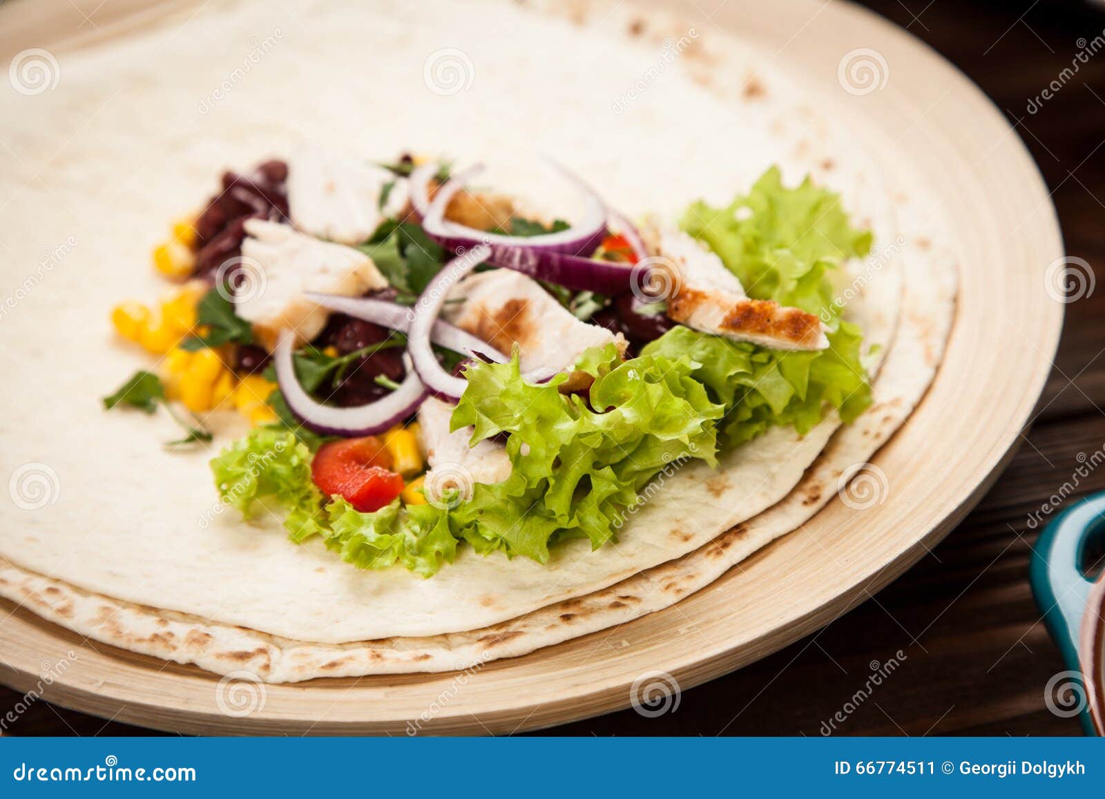 Tortilla with a Mix of Ingredients Stock Image Image of meat, breaded 66774511