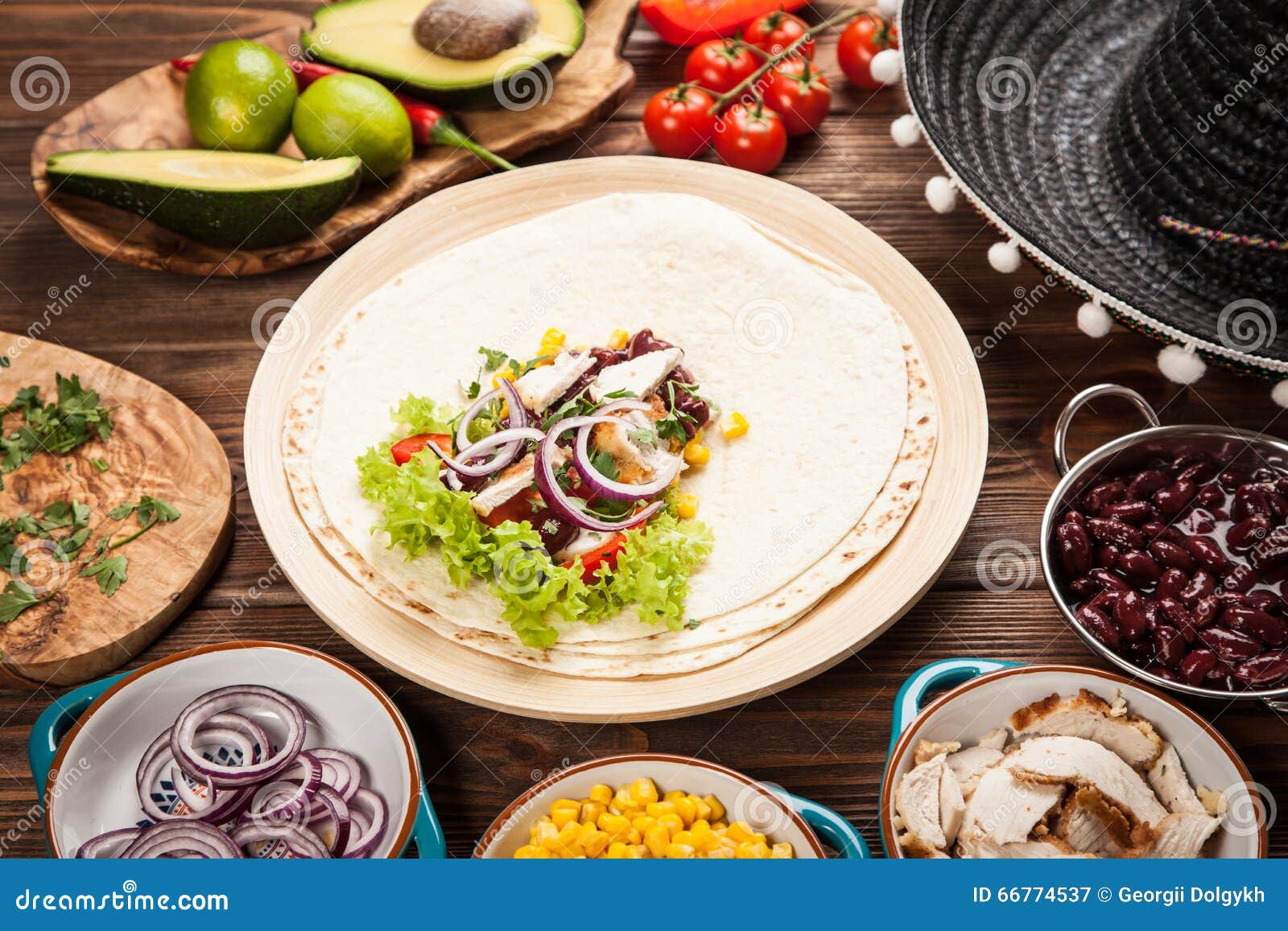 Tortilla with a Mix of Ingredients Stock Image Image of paprika, bread 66774537