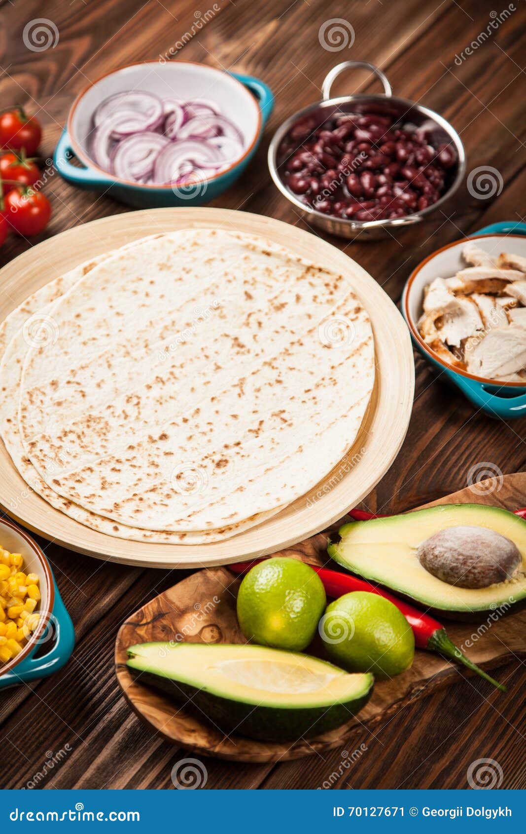 Tortilla with a Mix of Ingredients Stock Image Image of green, corn 70127671