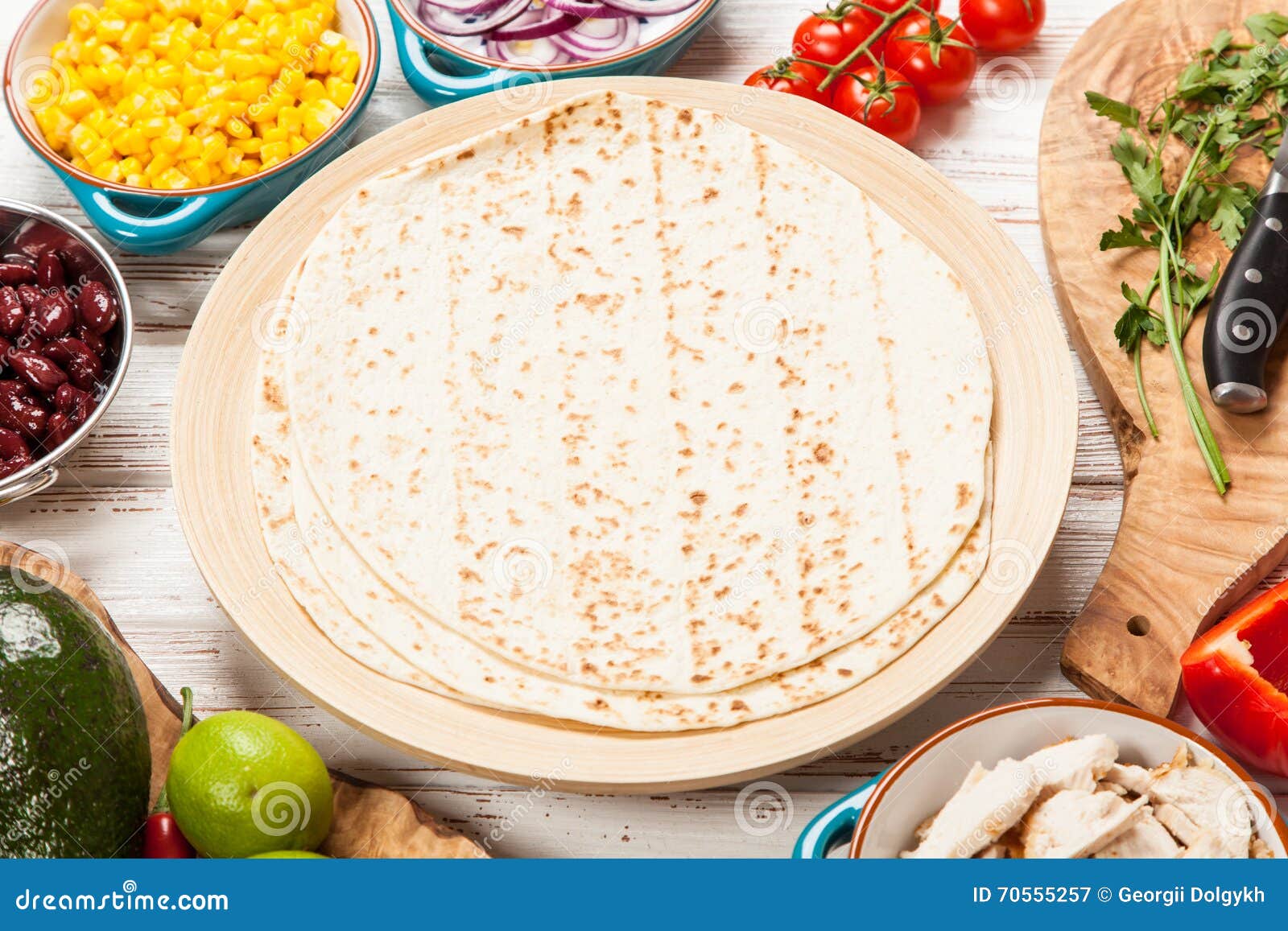 Tortilla with a Mix of Ingredients Stock Image Image of mexican, green 70555257