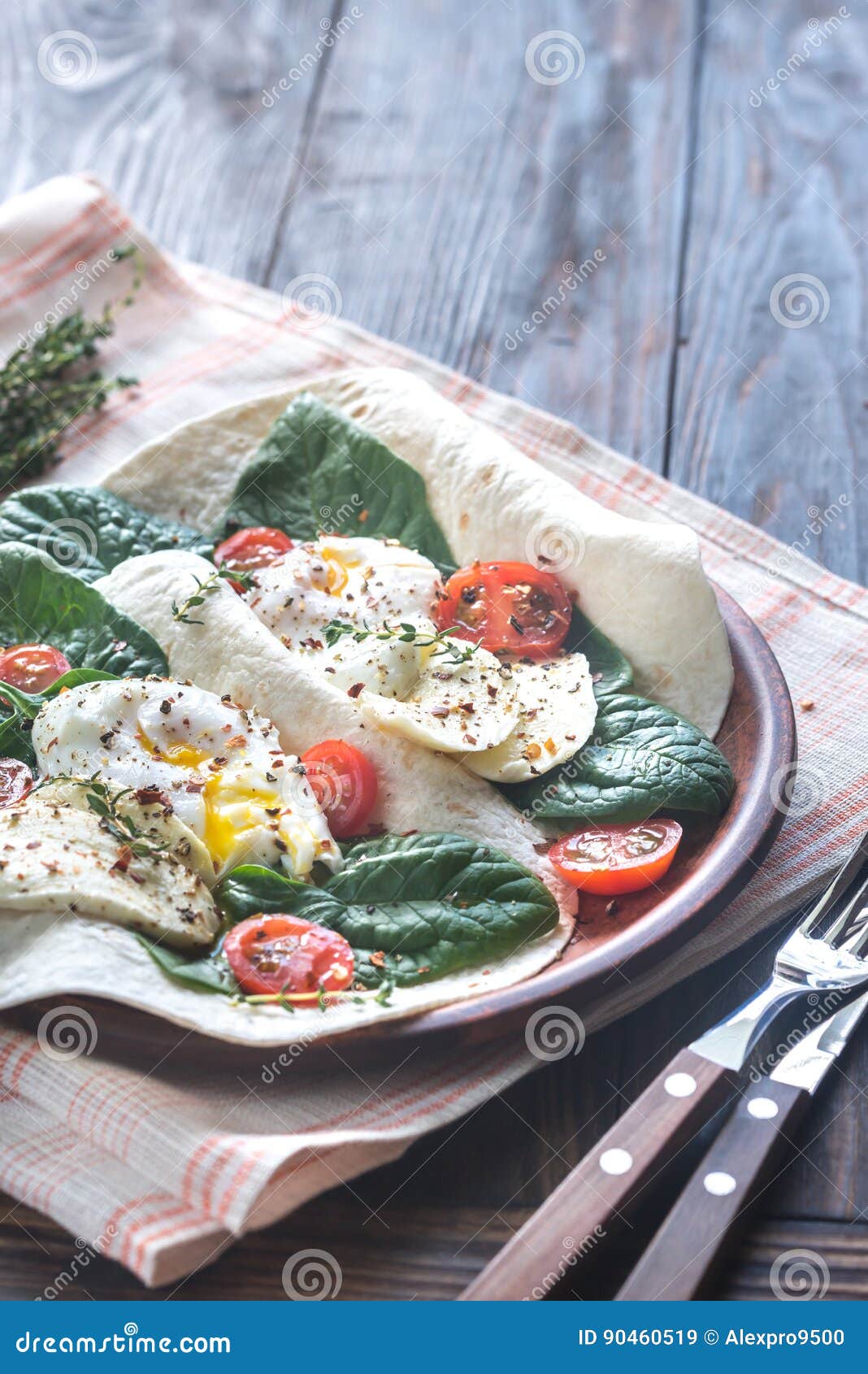 Tortilla Sandwiches with Poached Eggs Stock Image Image of board, cuisine 90460519