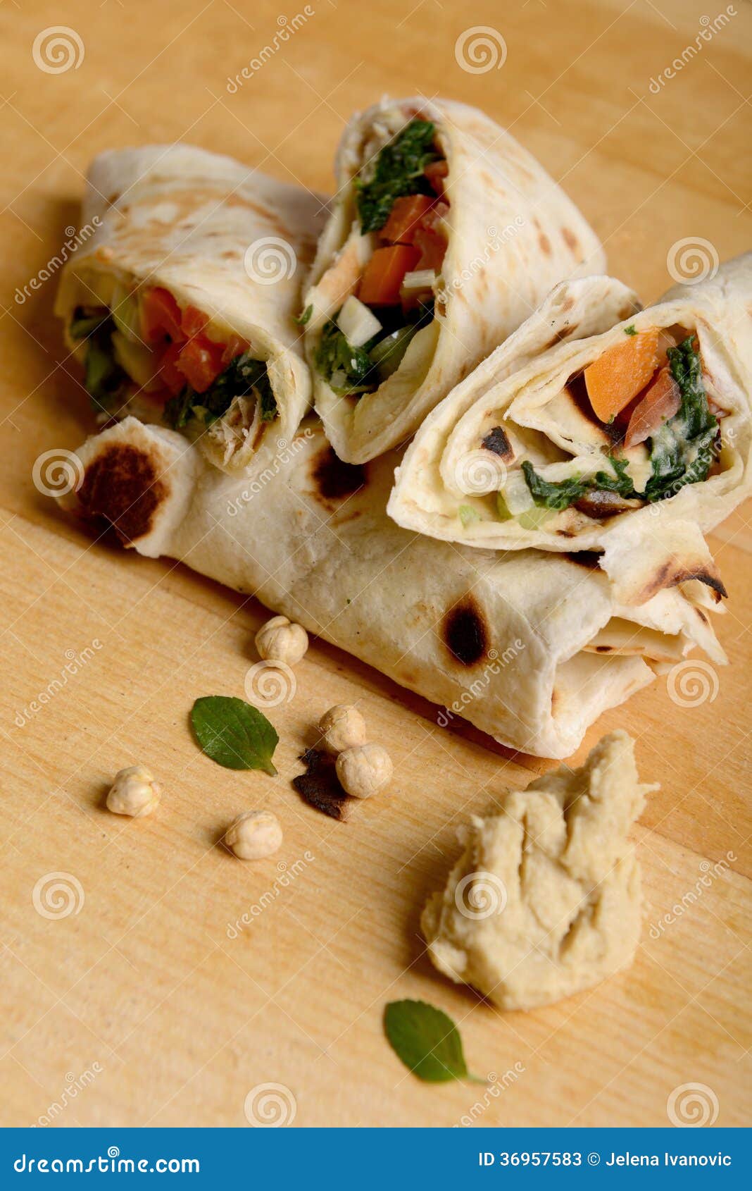 Tortilla wraps with hummus stock image. Image of vegetables 36957583
