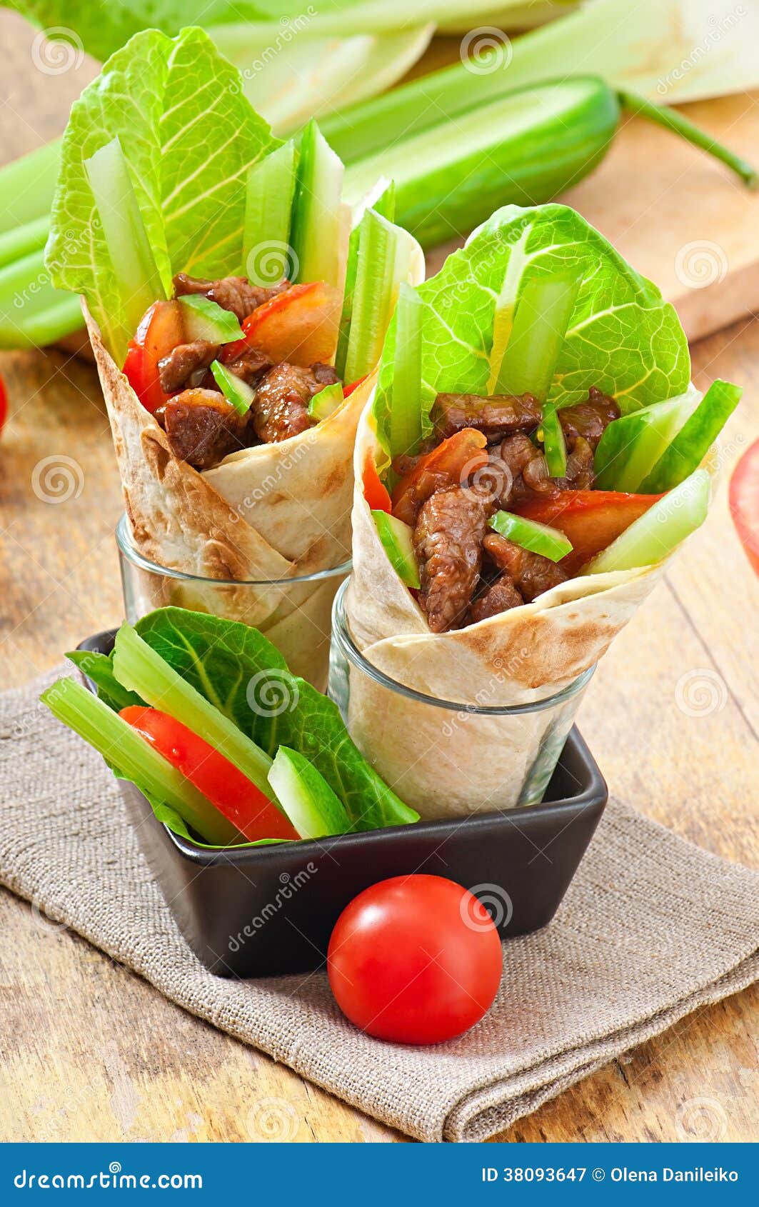 Tortilla wraps with meat stock image. Image of meal, food 38093647