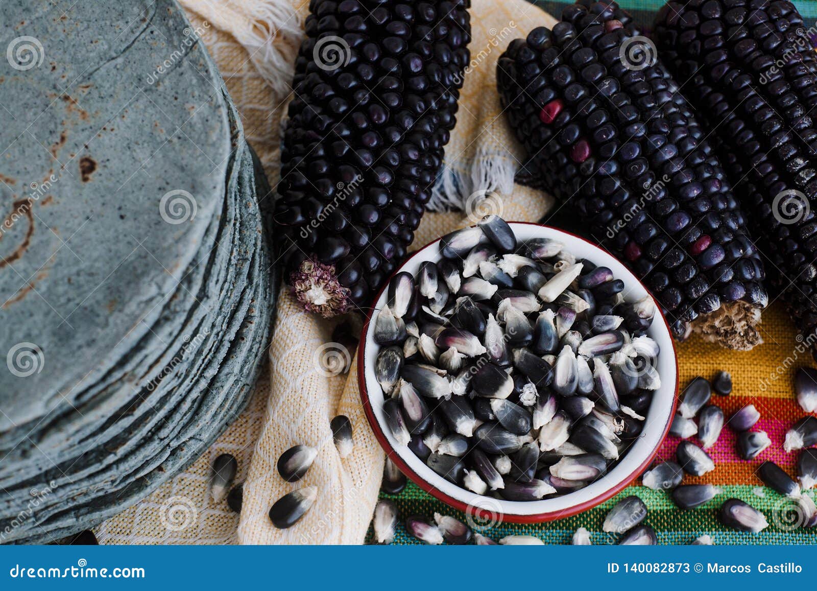 tortillas azules, blue corn, mexican food traditional food in mexico
