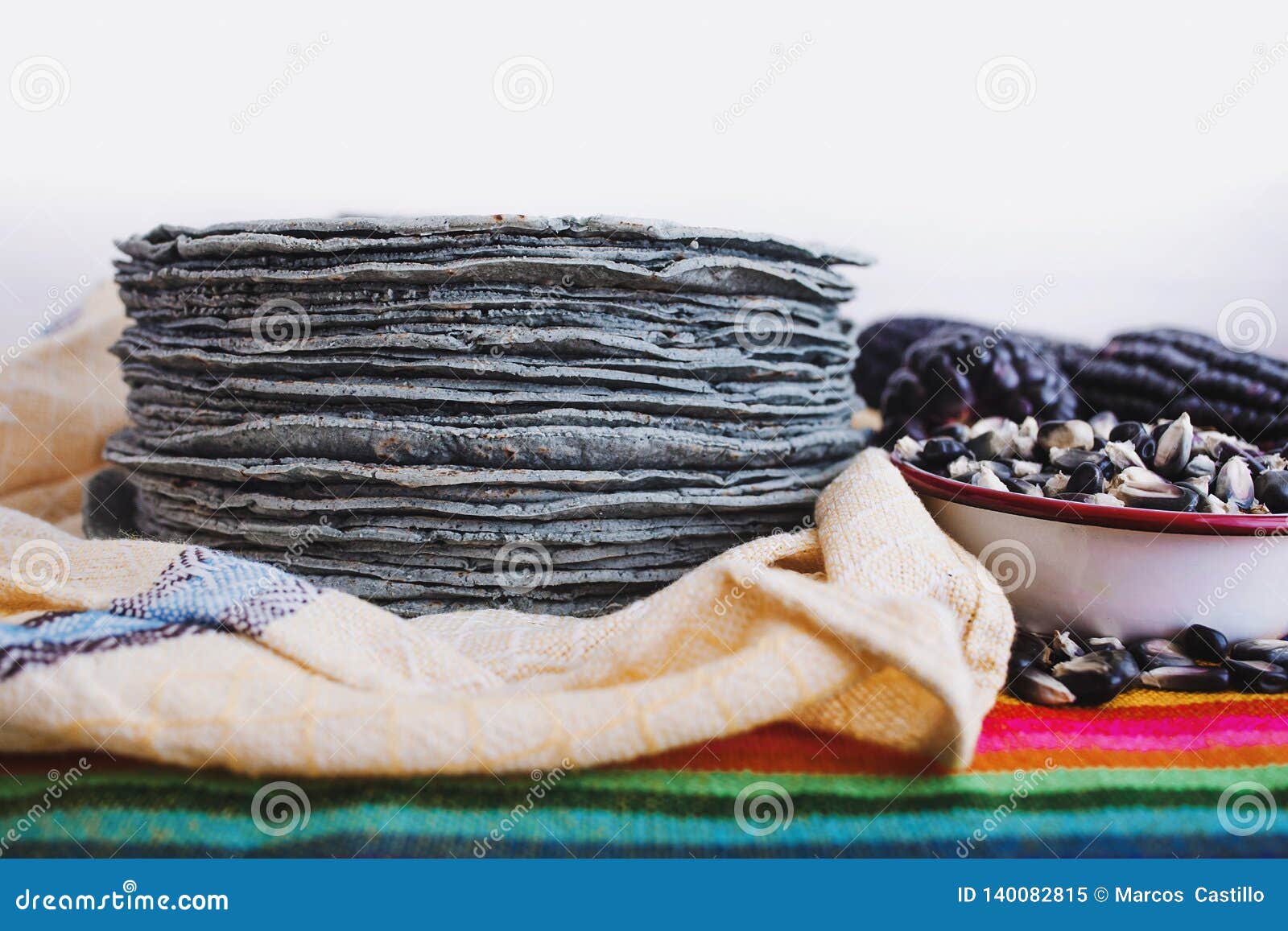tortillas azules, blue corn, mexican food traditional food in mexico in white background