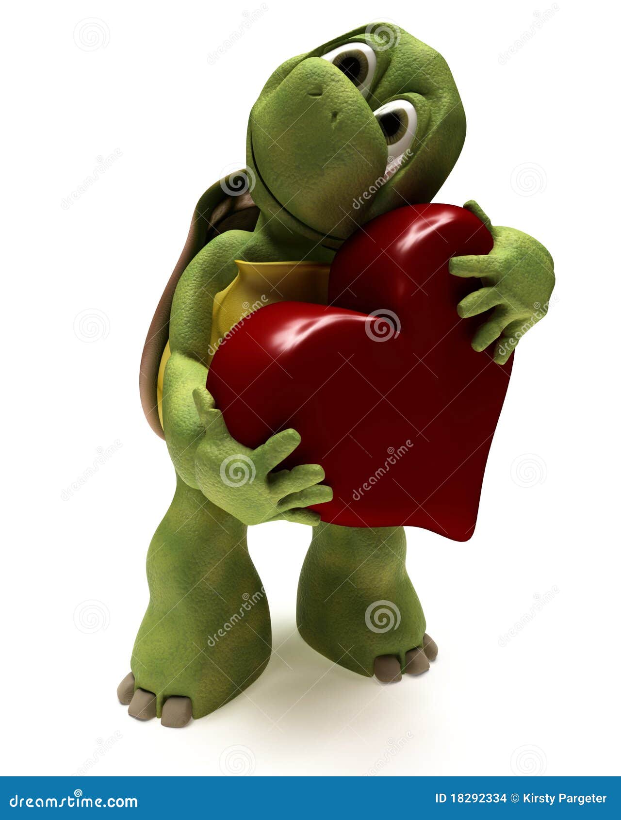 Tortoise Caricature Hugging a Heart Stock Illustration Illustration