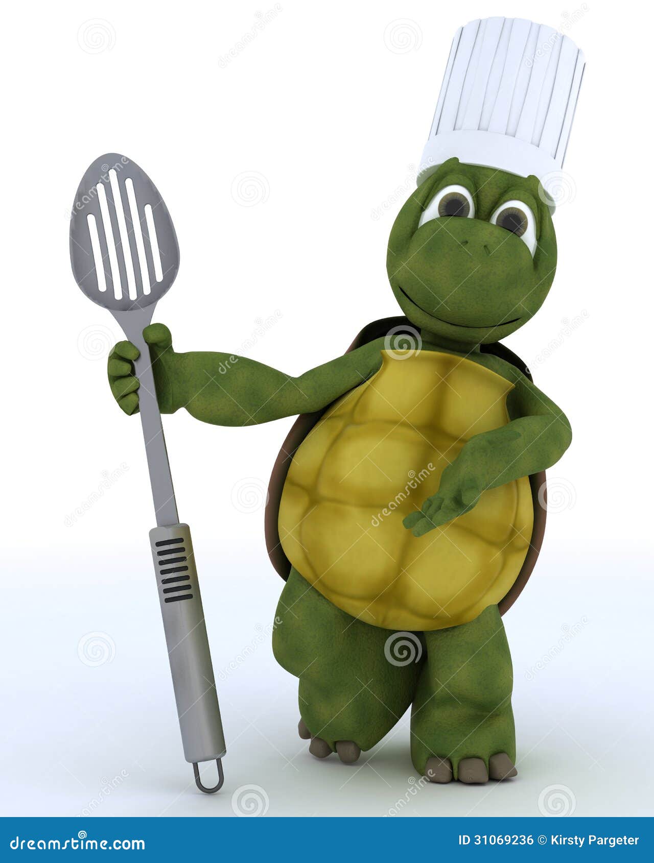 tortoise chef with slotted spoon