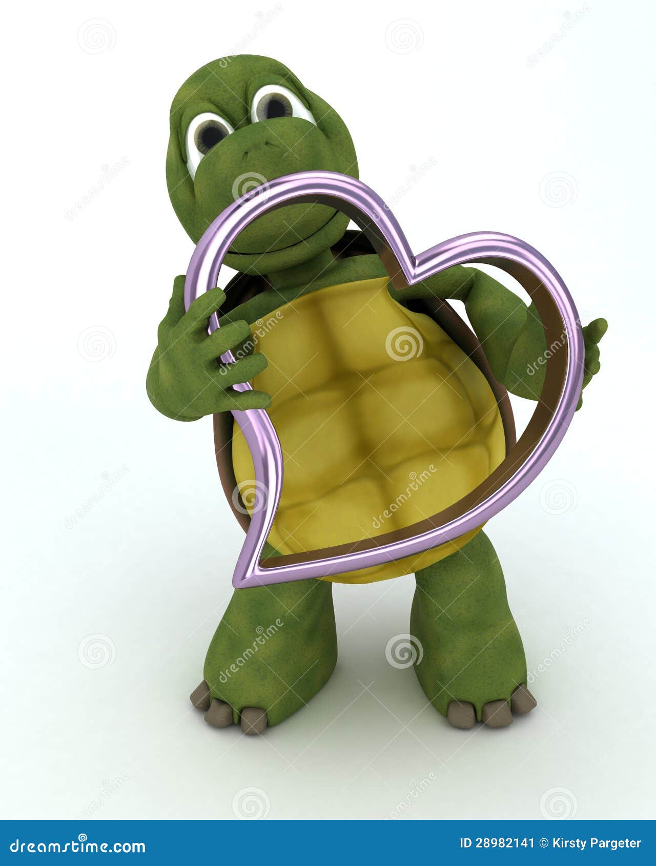 Tortoise with heart charm stock illustration. Illustration of reptile