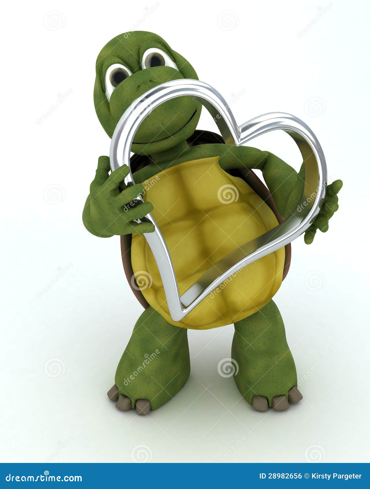 Tortoise with heart charm stock illustration. Illustration of shell