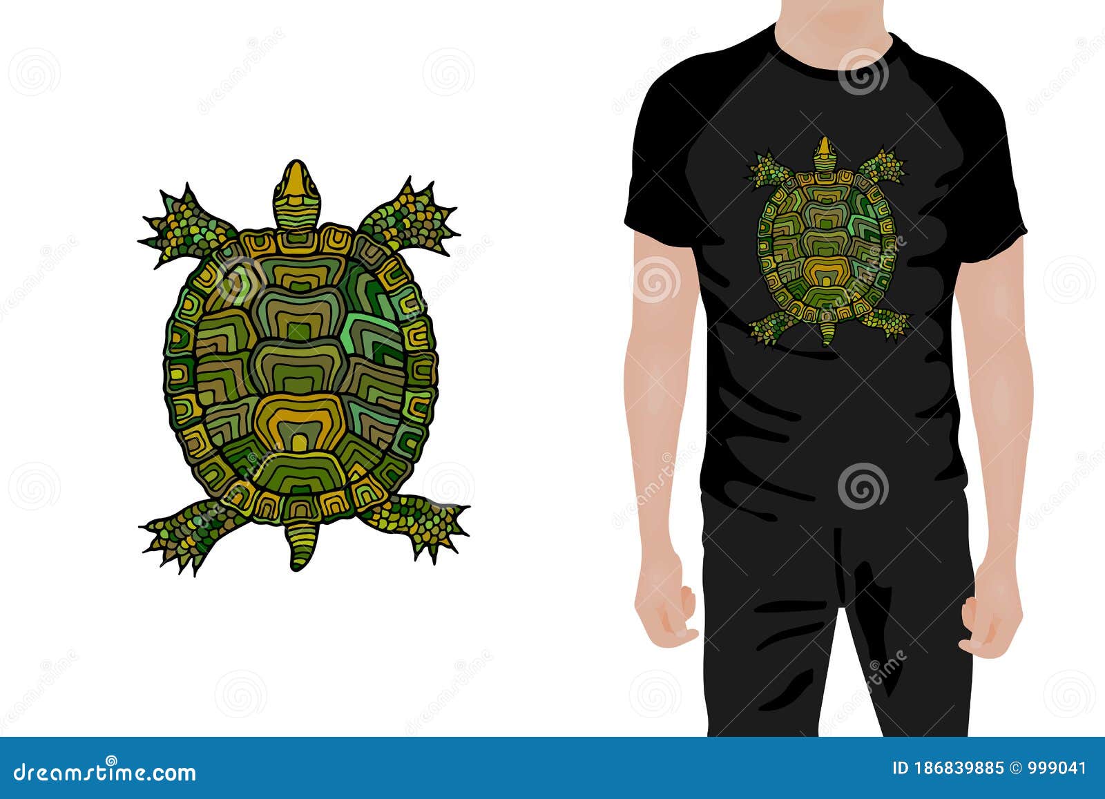 Tortoise T-shirt Print. Vector Stock Illustration Eps 10. Hand Drawing ...