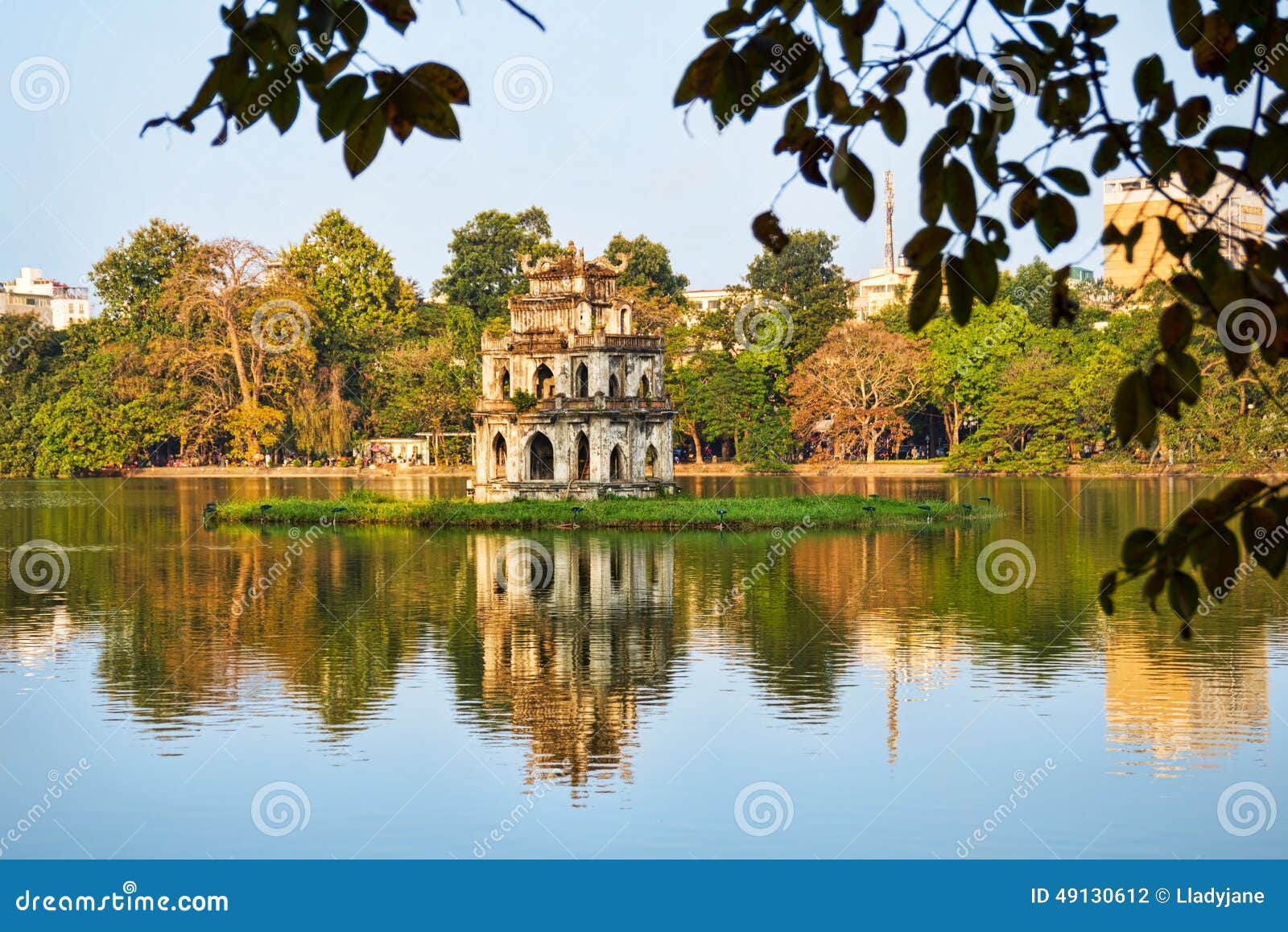 tortoise tower in hoan kiem lake, hanoi