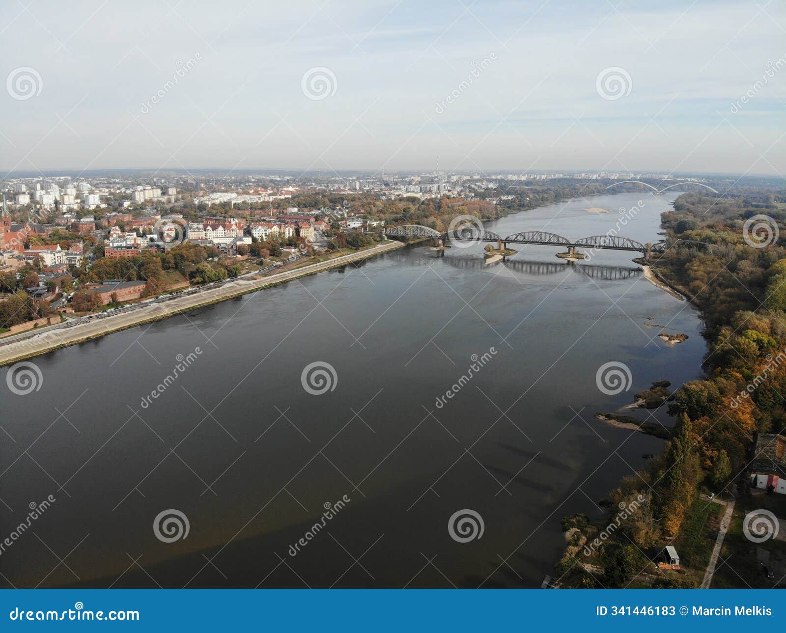 torun bridge in river wisla