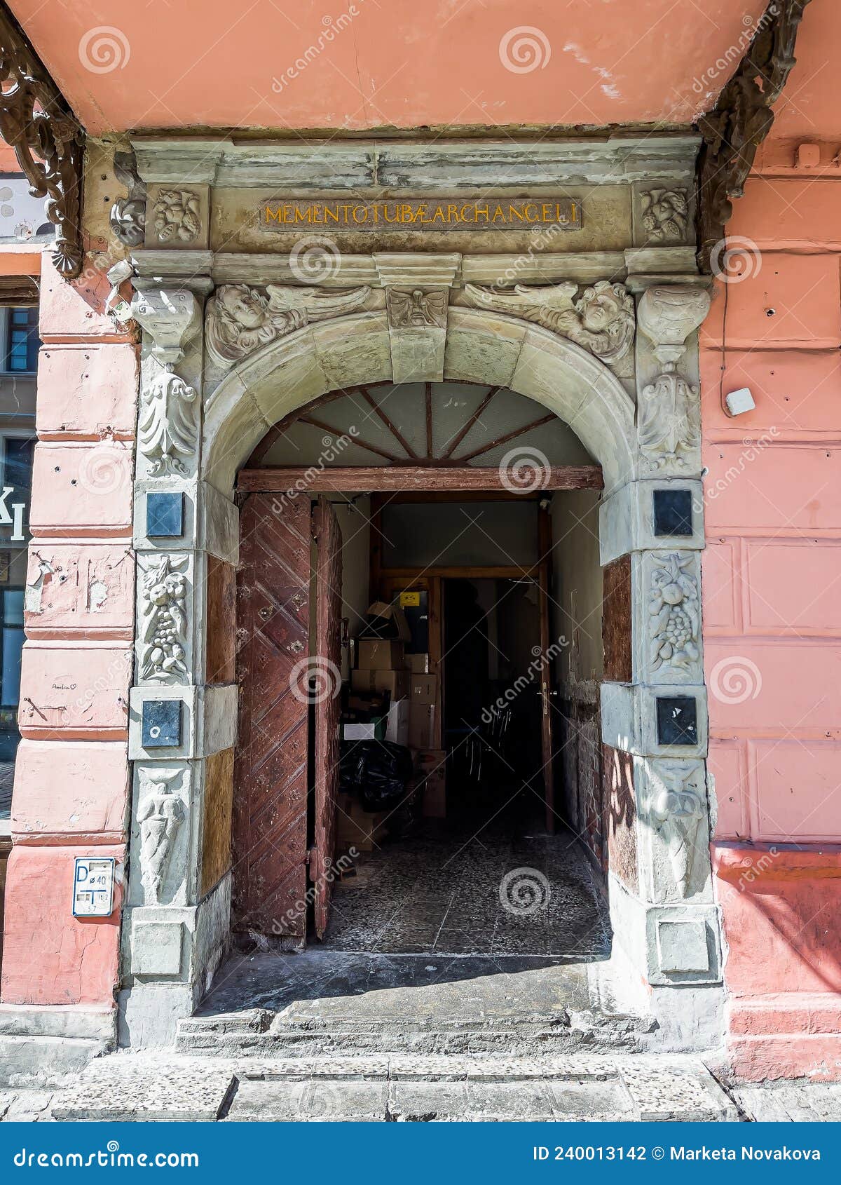 Torun, Poland - August 11, 2021. Old Entrance of the Building ...