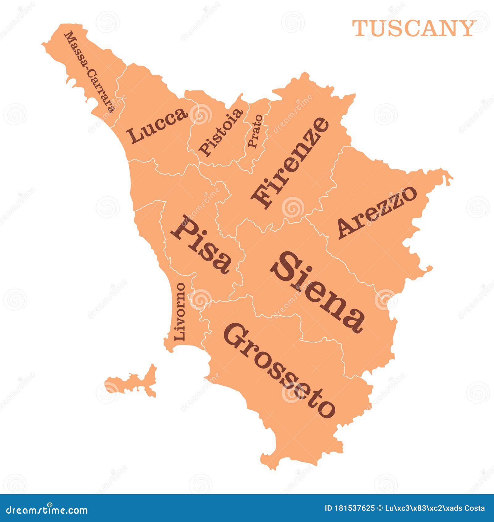 Toscane-Kaart Stock Illustratie. Illustration Of Politiek - 181537625