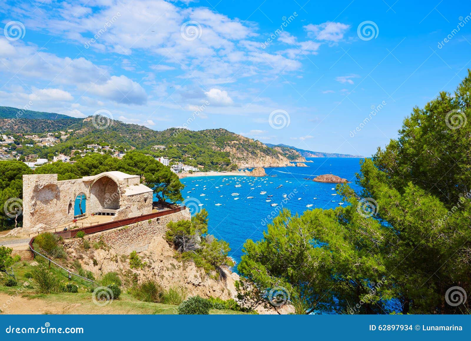 tossa de mar aerial view in costa brava of girona