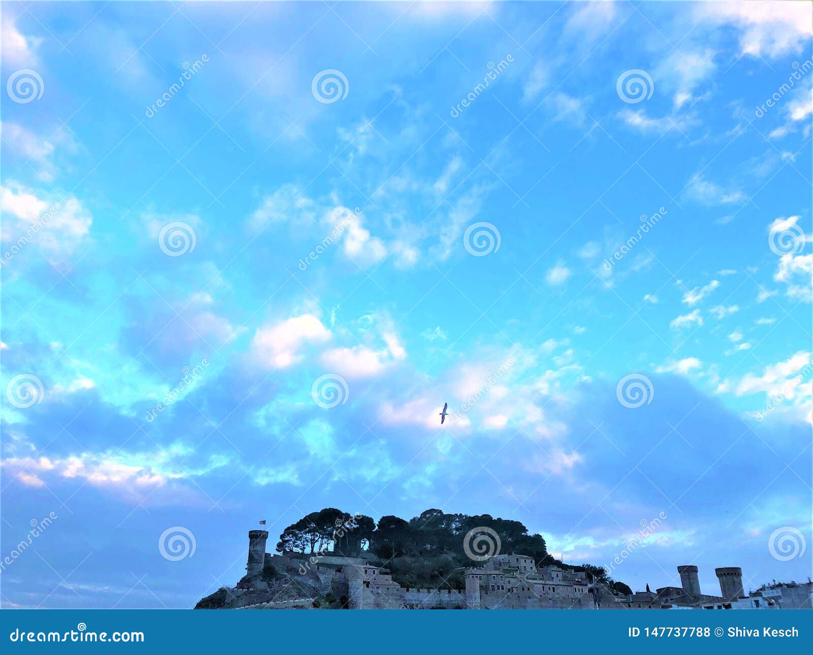 tossa de mar, spain. sky, freedom, medieval fortification and fairytale