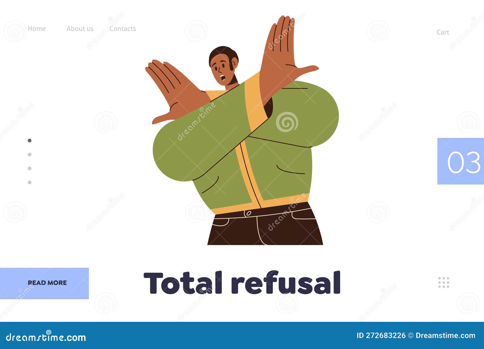 Total Refusal Landing Page Design Template With Man Shouting And