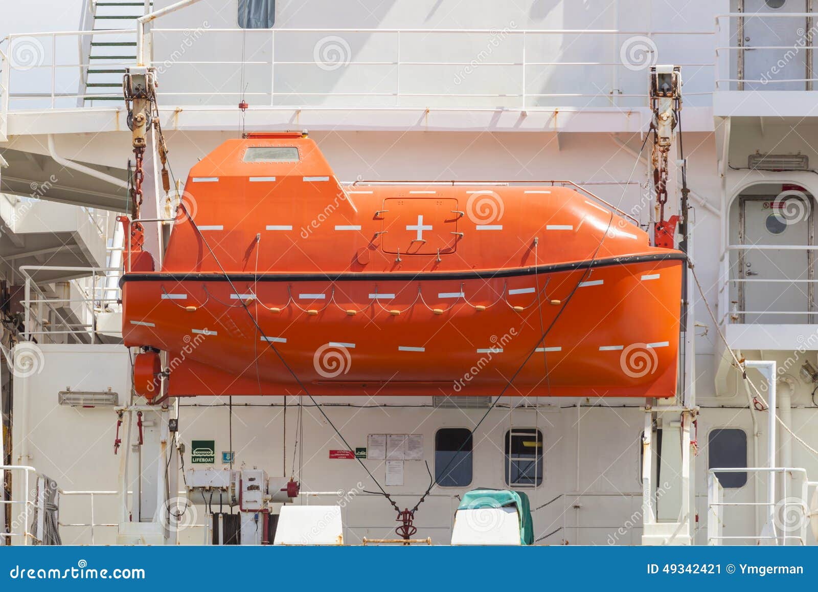 Totally Enclosed Lifeboat on a Cargo Ship Stock Image Image of ship
